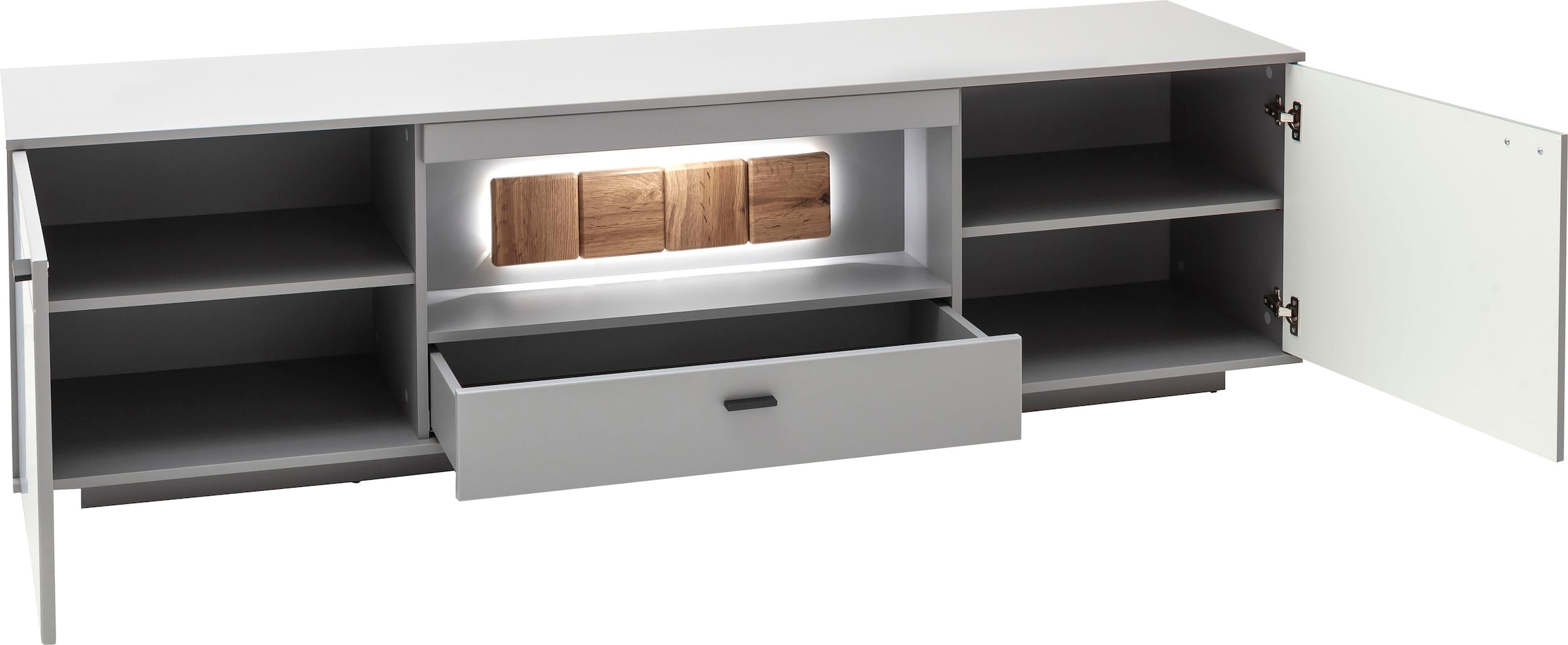 MCA furniture Lowboard »Zadar«, TV Schrank für TV bis 80 Zoll, Arktis Grau, wahlweise mit Beleuchtung