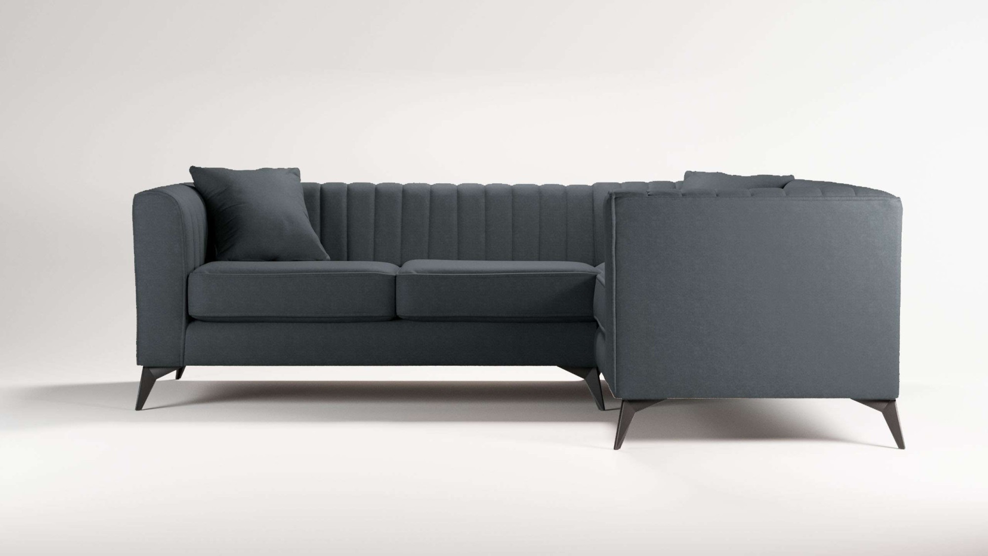 Places of Style Ecksofa »MATTHEW L-Form ideal für kleine Räume, Maße B/T/H: 240/167/74 cm«, elegantes Designsofa, Steppung im Rücken, incl. Zierkissen