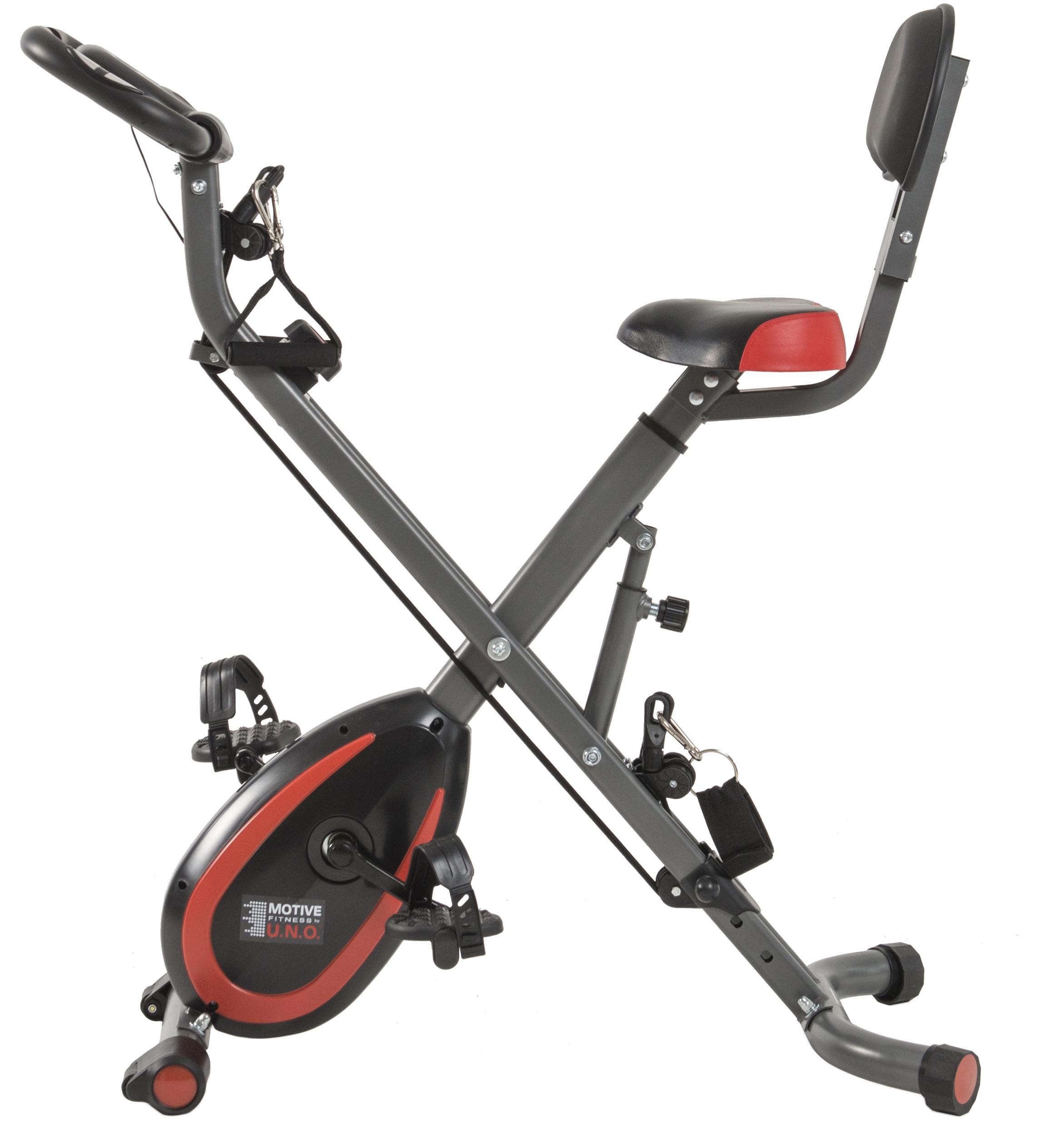 MOTIVE FITNESS by U.N.O. Heimtrainer »Multi-Function X-BIKE (mit/ohne Unterlegmatte)«, (inkl. Seilzug für Arme und Beine), klappbar