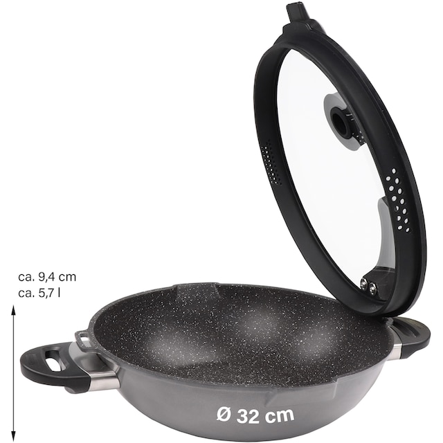 STONELINE Wok »Smell Well«, Aluminiumguss, (7 tlg.), Ø 32 cm, Induktion mit  3 Jahren XXL Garantie