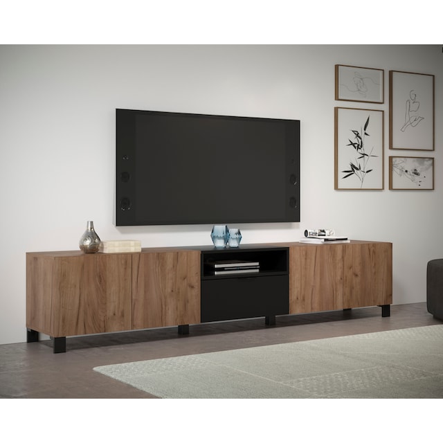 INOSIGN Lowboard »Kriens«, TV Schrank, hellbraun / schwarz matt, Breite 227  cm, Höhe 47 cm auf Raten bestellen