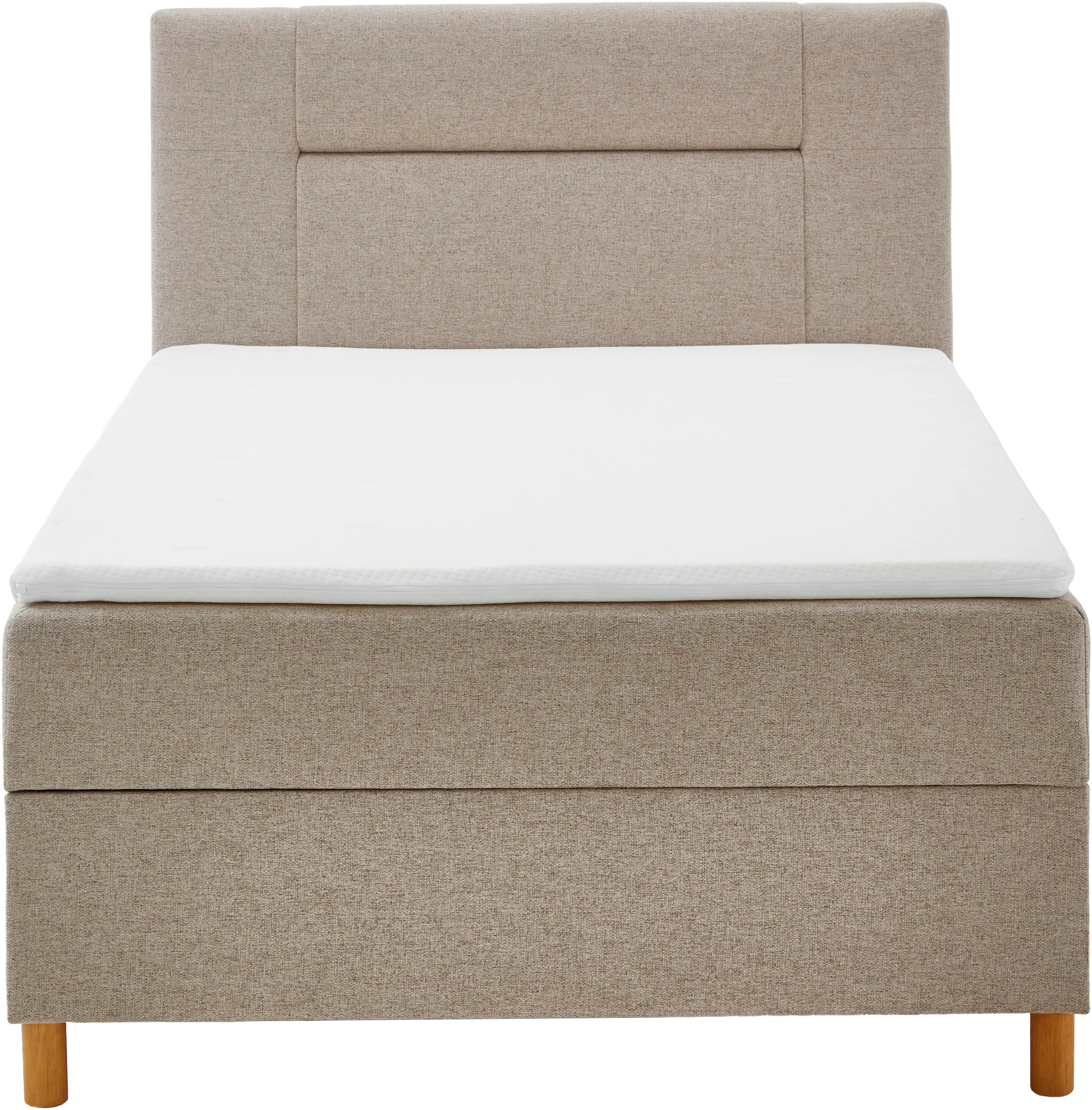 INOSIGN Boxbett »Escalon II, Boxbett mit Bettkasten, inklusive Topper«, Bett erhältlich in den Breiten 120x200cm und 180x200cm, mit Holzfüßen