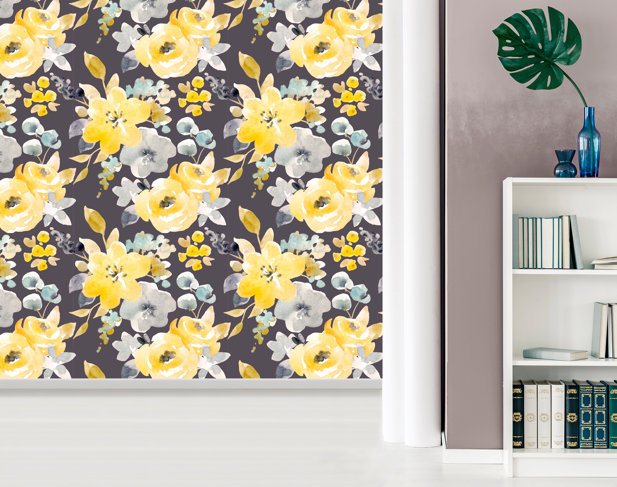 queence Vinyltapete »Hilda«, bedruckt-Motiv-botanisch-floral-gemustert-natürlich, 90x250cm, selbstklebend, kinderleichte Anbringung, Sticker