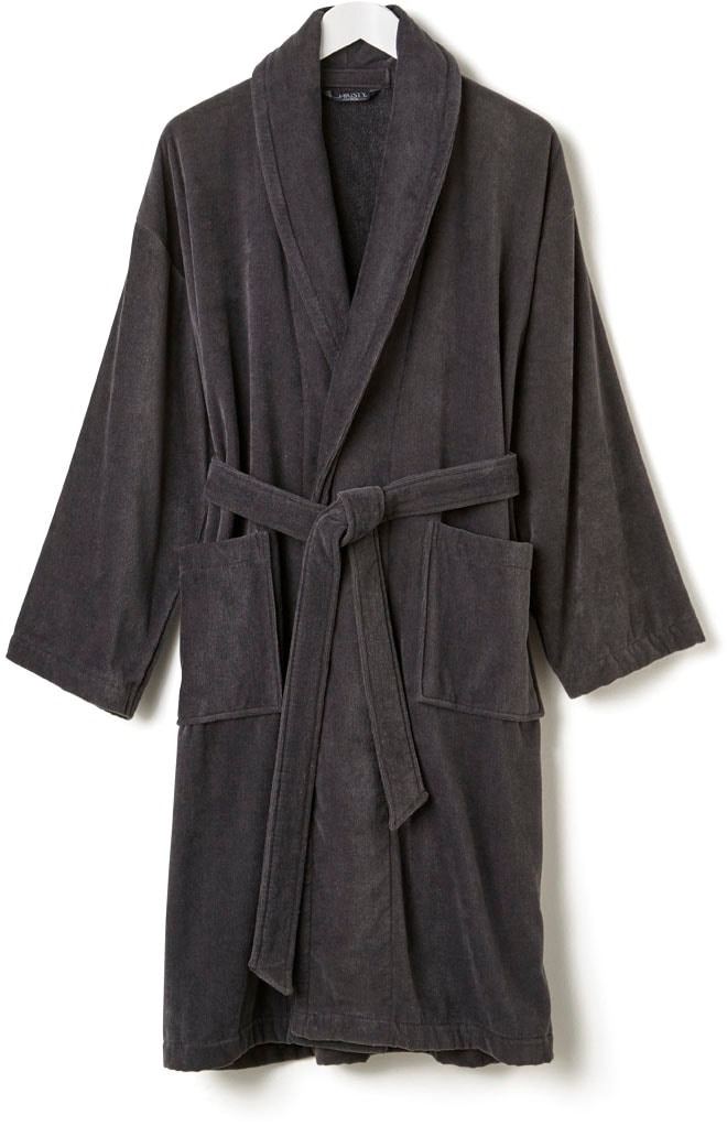 CHRISTY Women's 'Supreme Velour' 100% Sheared Cotton Bath Robe in Dark Grey | Size: Medium