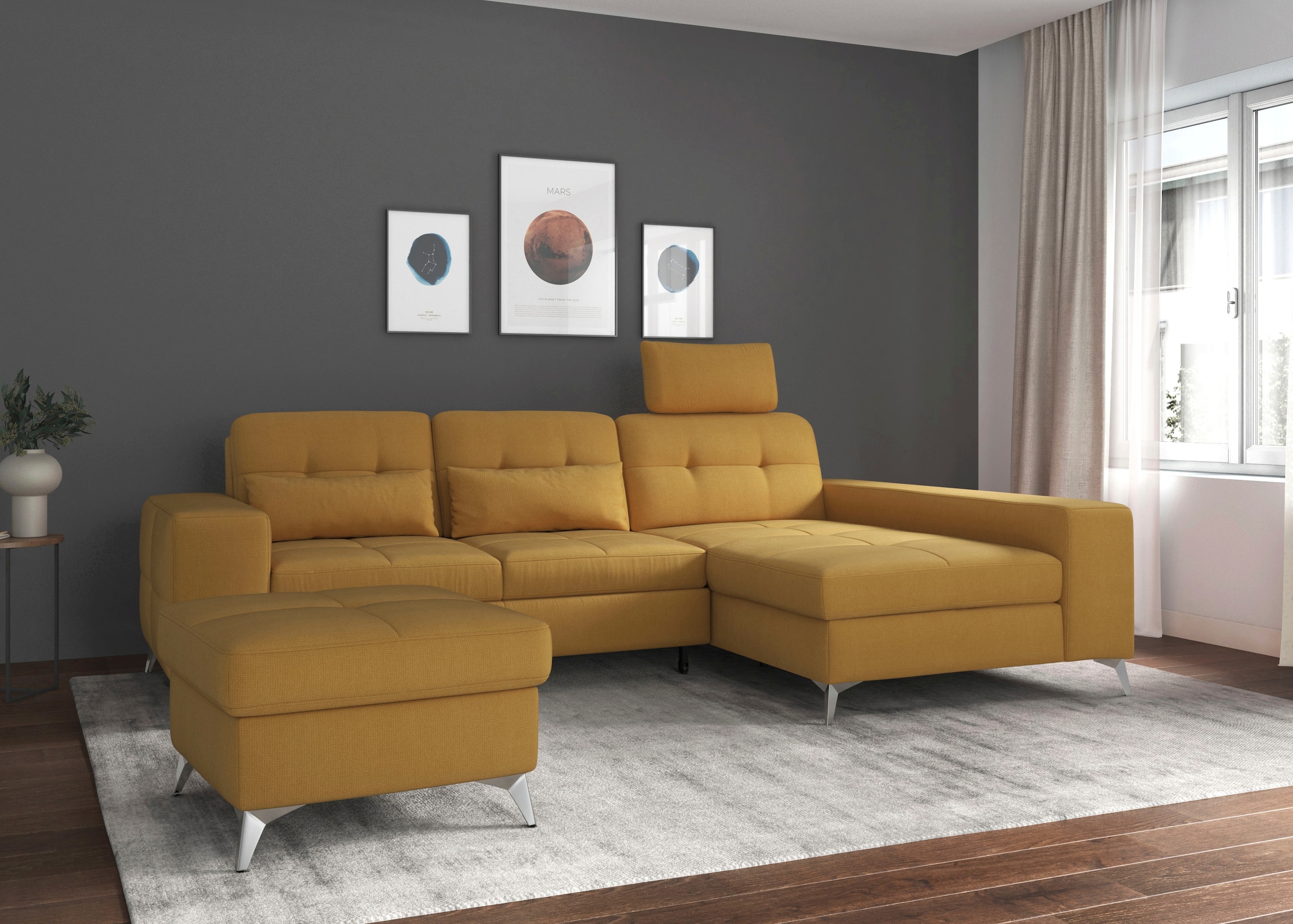 sit&more Ecksofa »Baviene L-Form«, inklusive Sitztiefenverstellung und Federkern, wahlweise Bettfunktion