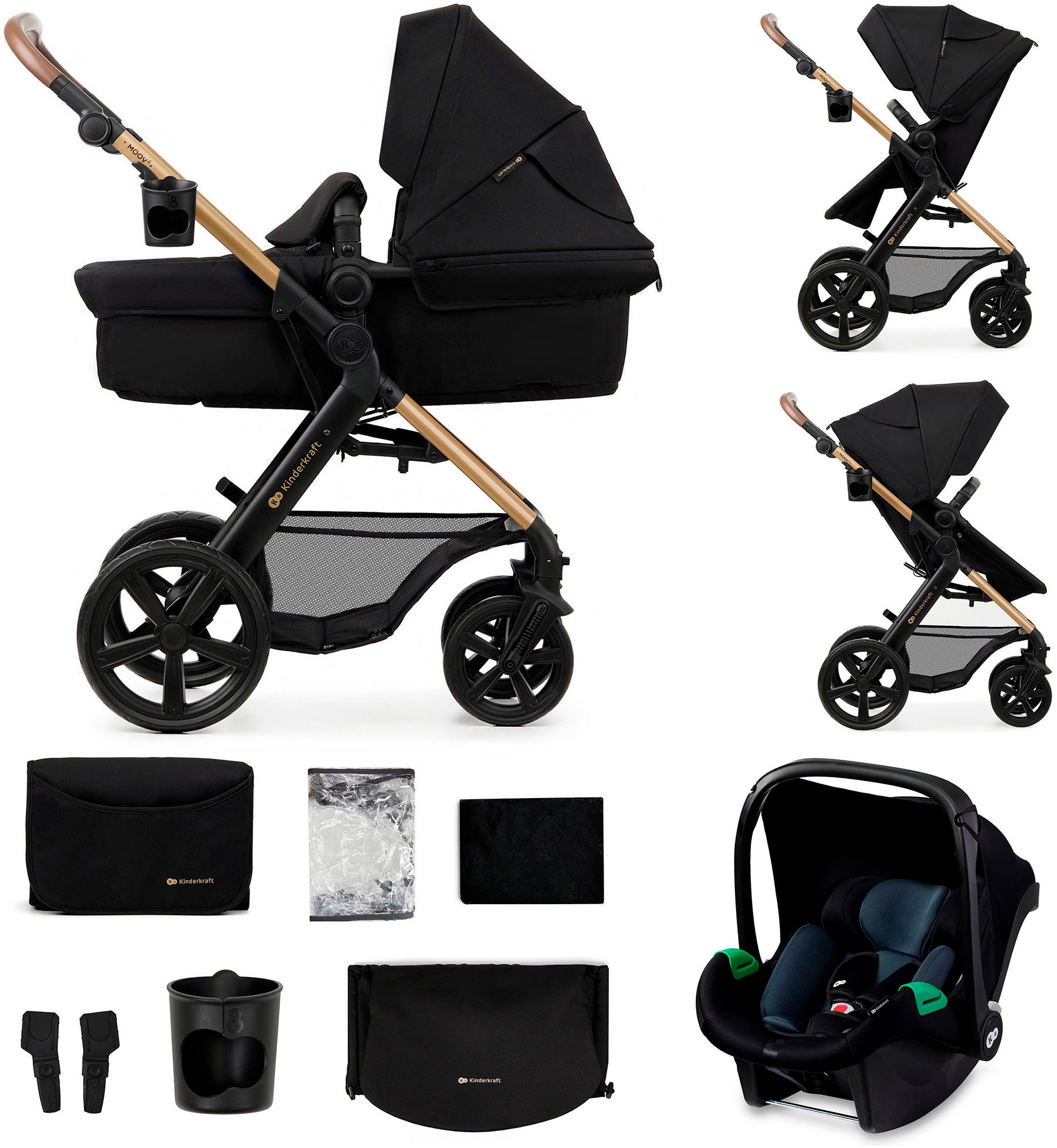 Kinderkraft Kombi-Kinderwagen "MOOV 2 3IN1" 27 kg mit EVA-Rädern