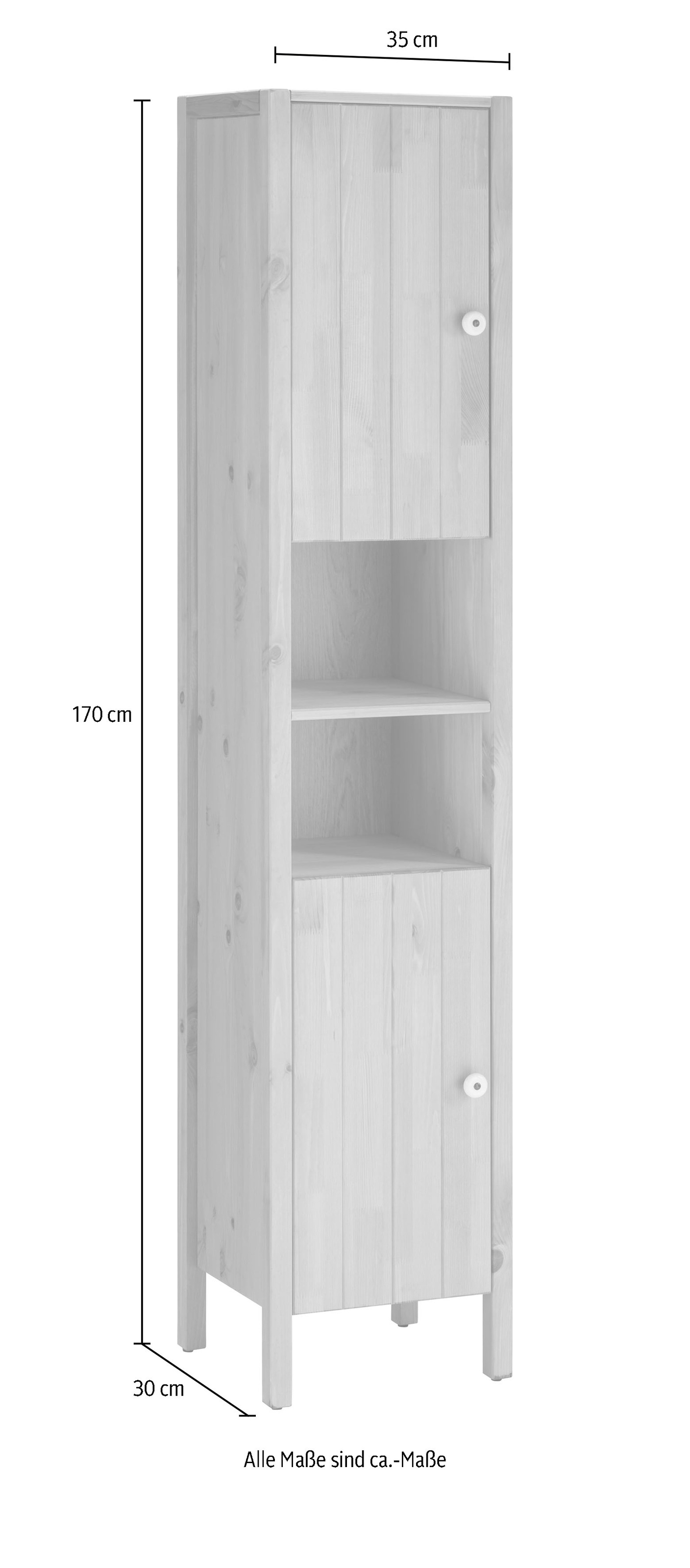 Home affaire Hochschrank »Tina«, Badmöbel, Schrank, Breite 31,5 cm, Massivholz