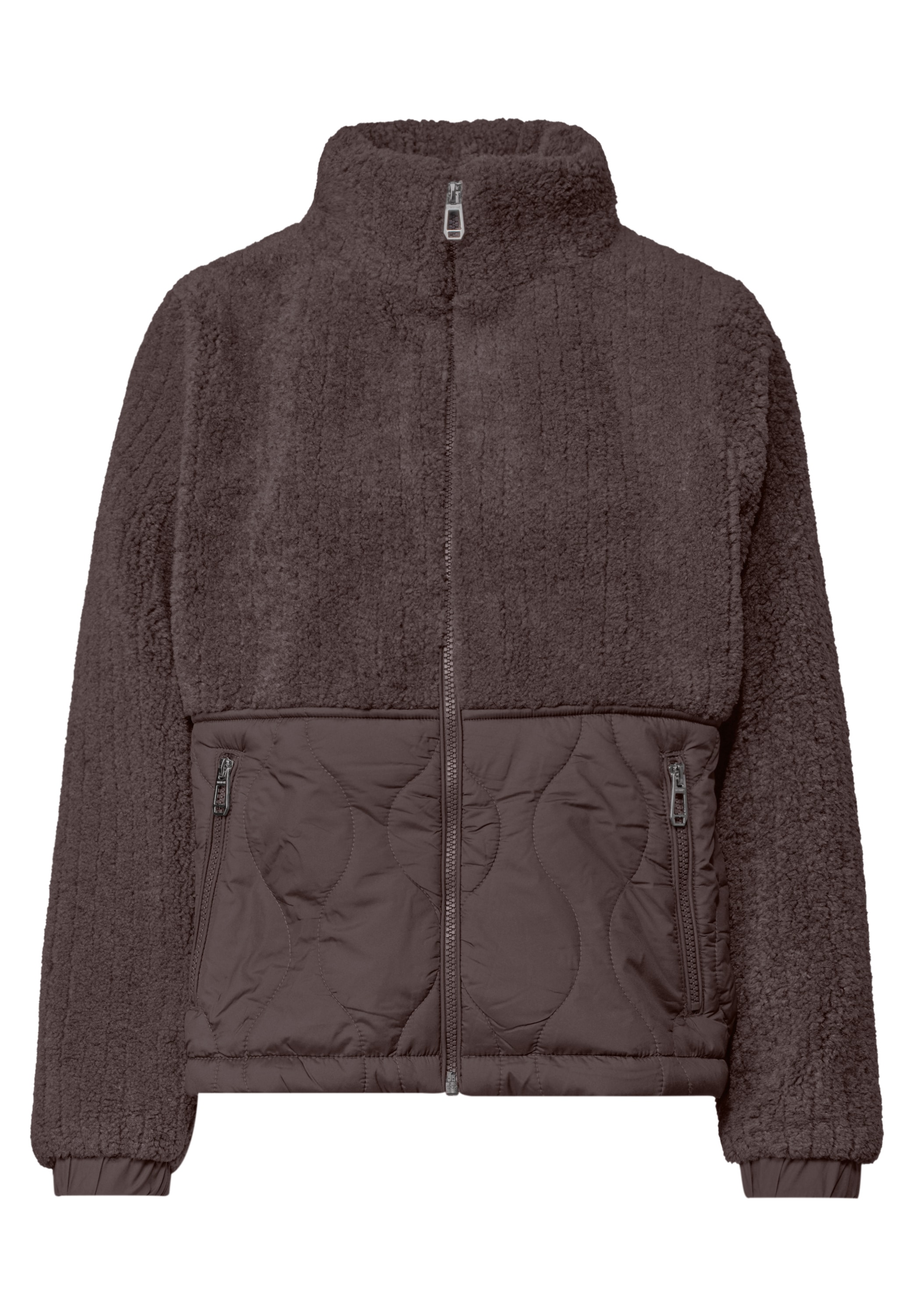 STREET ONE Kurzjacke Materialmix aus Teddy- und gesteppten Webstoff