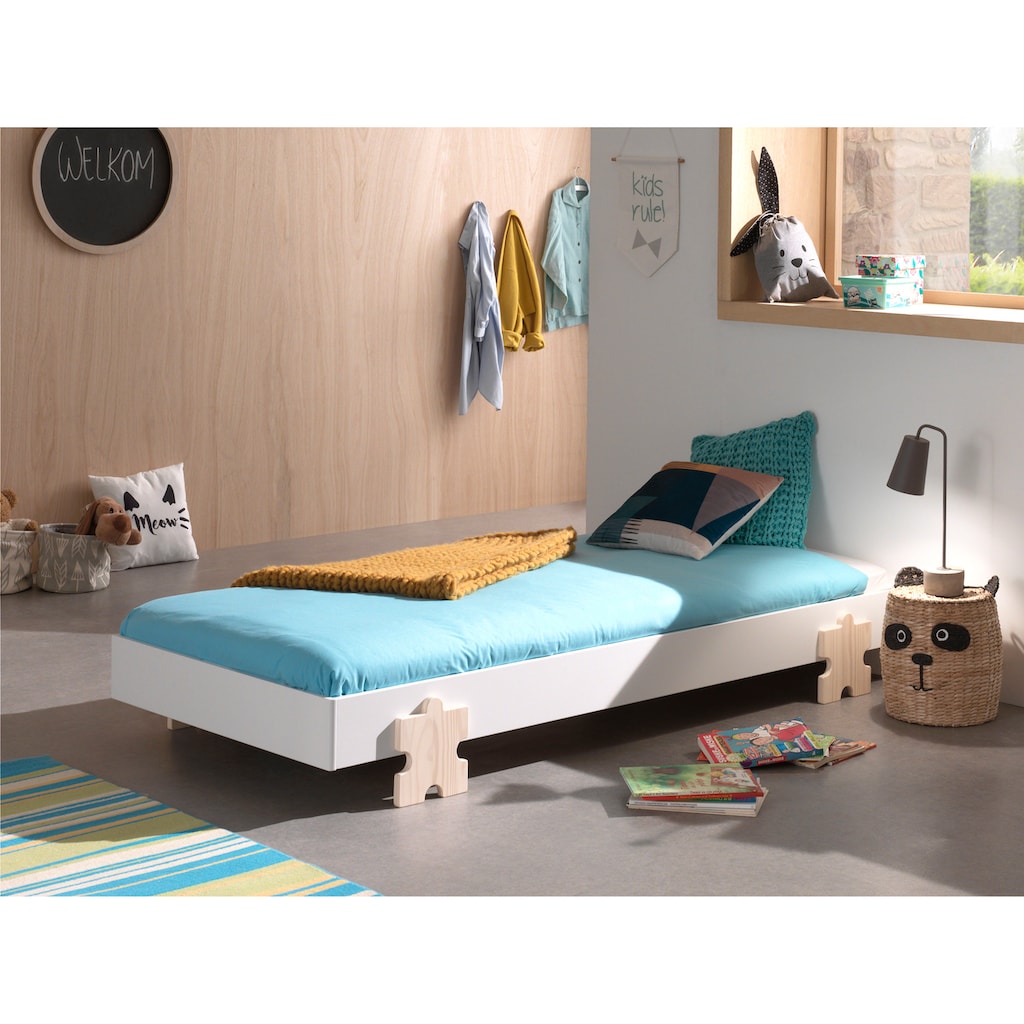 Vipack Kinderbett »Modulo« Jugendbett Einzelbett Stapelbett mit Füßen in Puzzleoptik