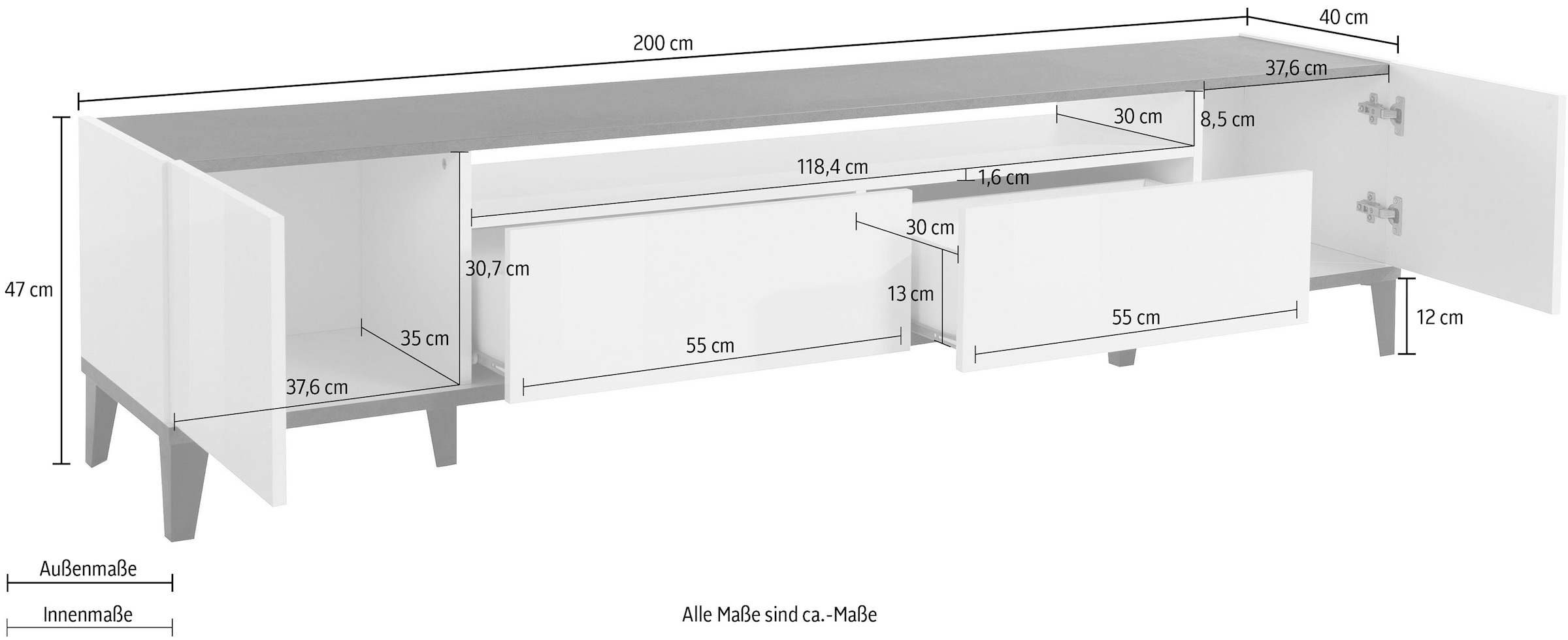 INOSIGN TV-Board »Sunrise«, Breite 200 cm