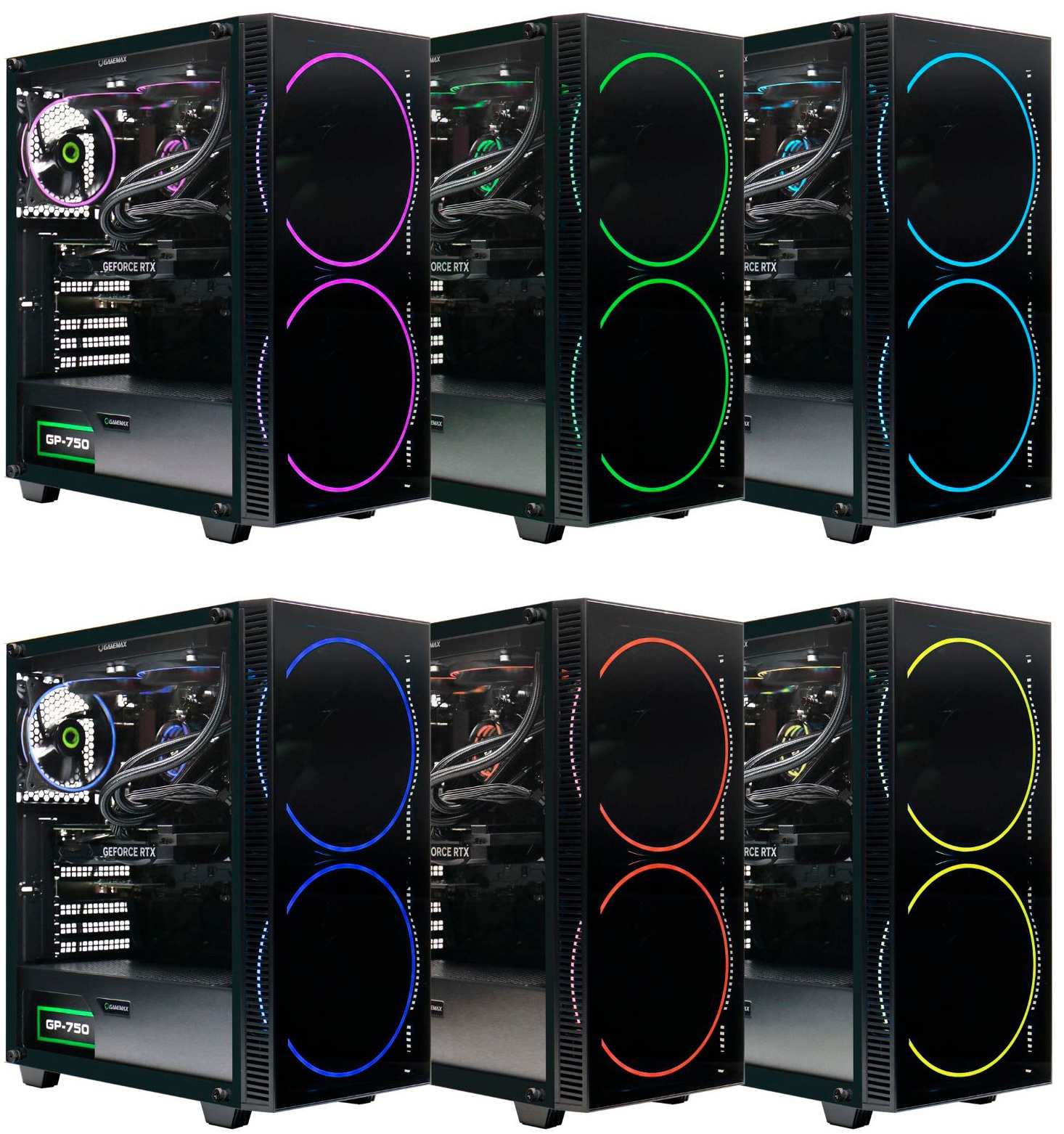 GAMEMAX Gaming-PC-Komplettsystem »MegaDeal Black Hole 2839 AMD Ryzen 5 7500F 32GB DDR5 1TB SSD RTX 5070« 34 ″ AMD Ryzen 5 GeForce RTX? 5070 32 GB RAM 1.000 GB SSD Windows 11, DDR5 RAM + MSI MAG 342CQR E2 Curved Monitor 86cm (34")