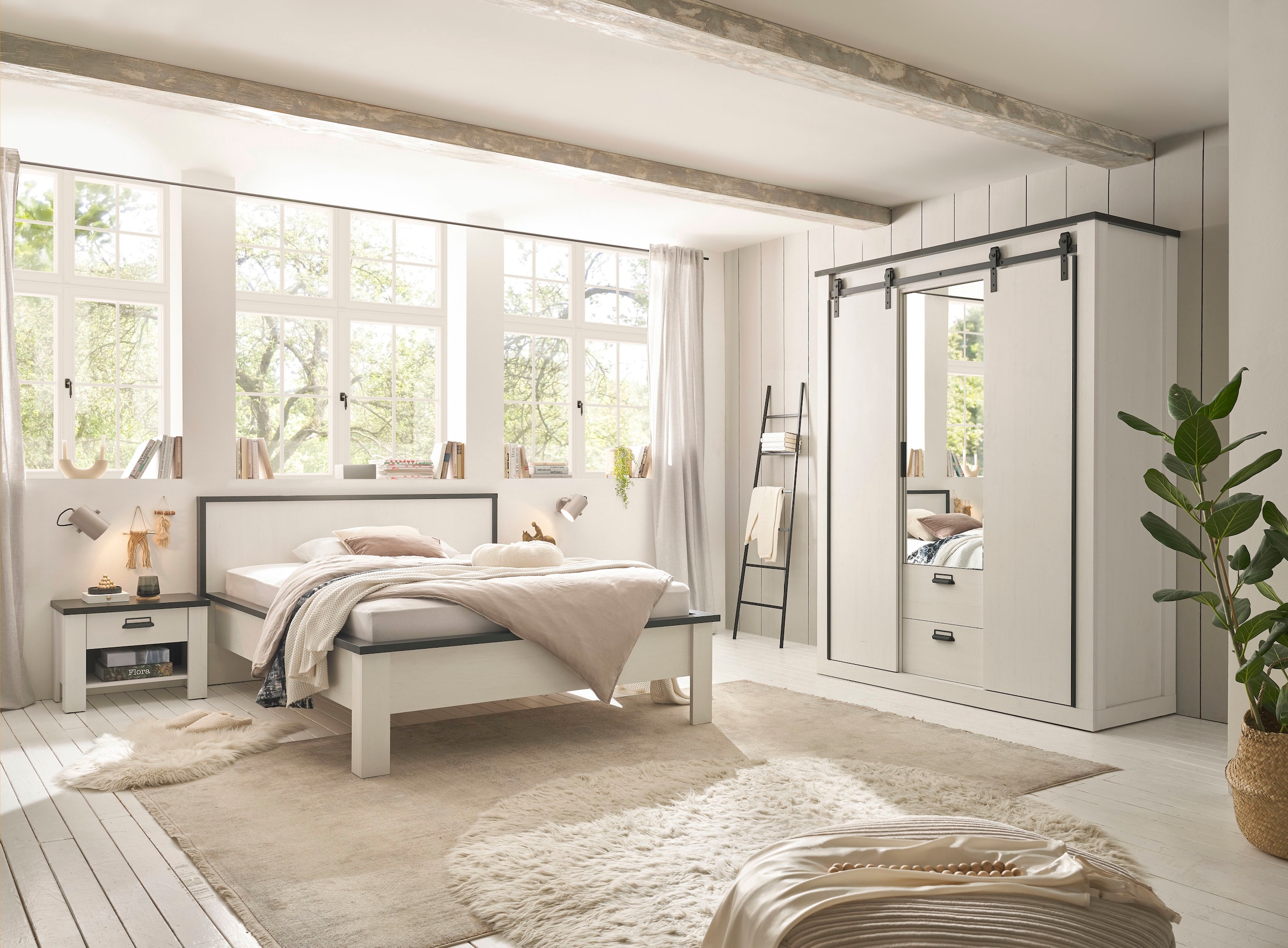 Home affaire Schlafzimmer-Set »SHERWOOD«, (4 tlg.), Liegefläche 140x200cm, Schrank 3-trg. 162cm breit