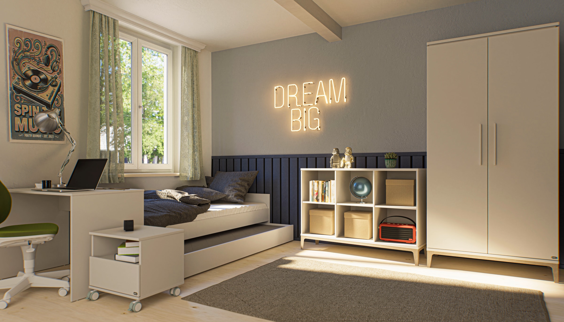 PAIDI Sideboard »CUTIE LEA in Weiß, 6 offene Fächer« B/H/T ca. 123/88/38cm, Off-White,  modernes & stabiles Regal aus Holz, offenes Standregal