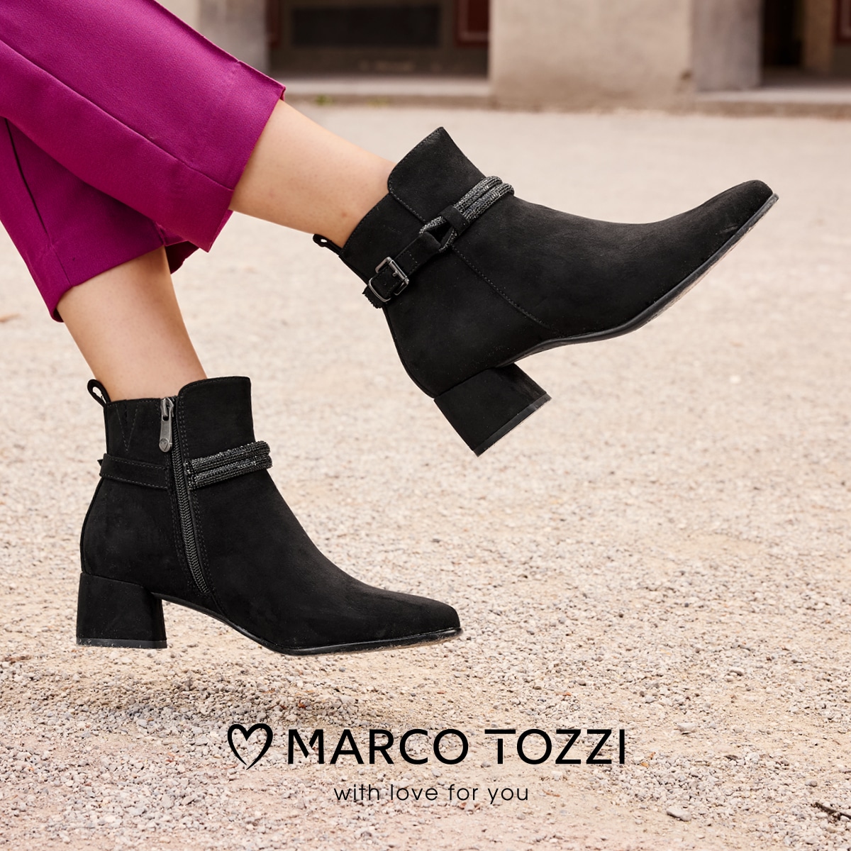 MARCO TOZZI Stiefelette  , Blockabsatz, Ankleboots, Businessschuh mit eleganter Schmuckkordel