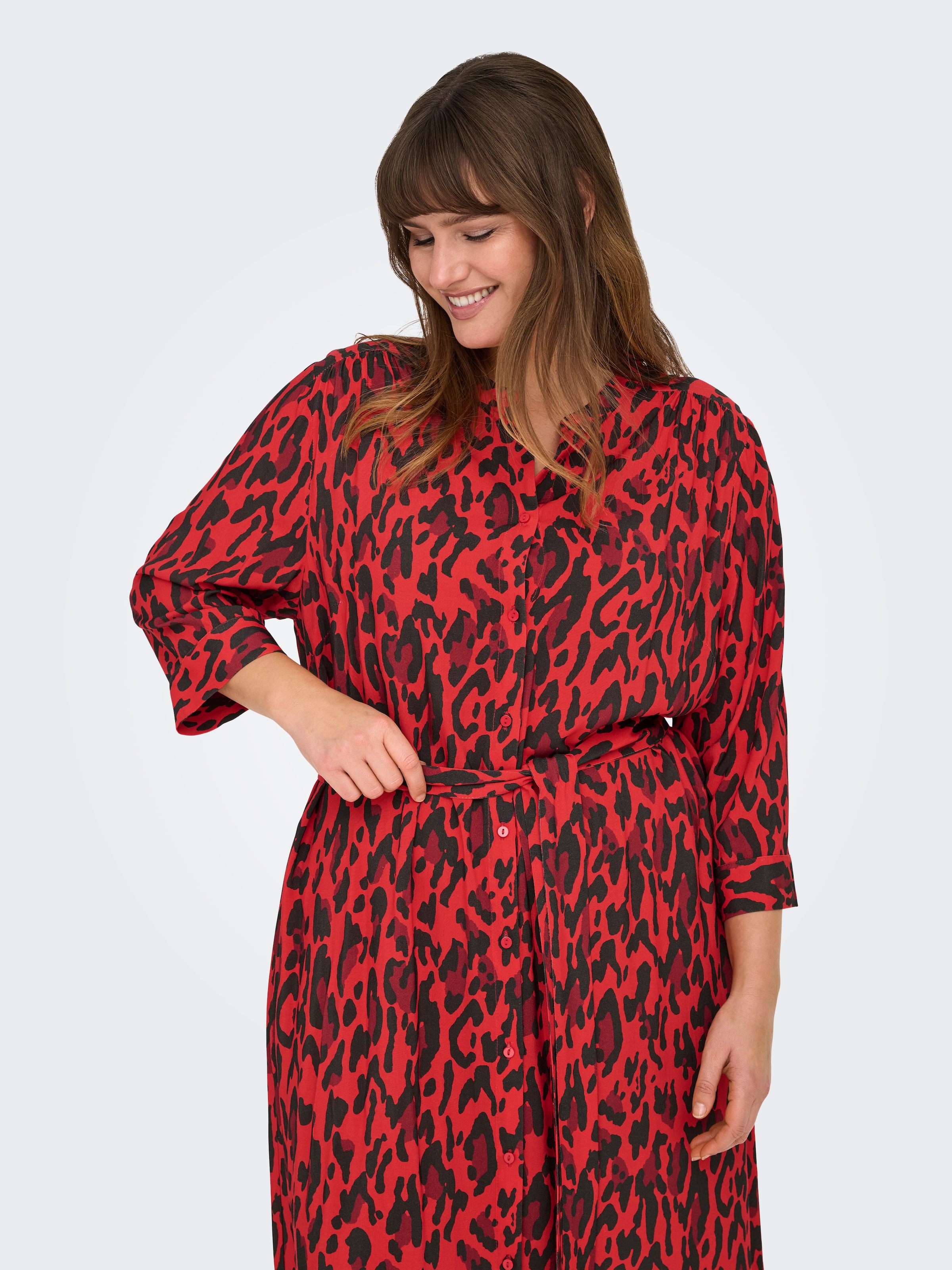 ONLY CARMAKOMA Blusenkleid »CARHARMONY LIFE 3/4 BLK DRESS AOP BS«