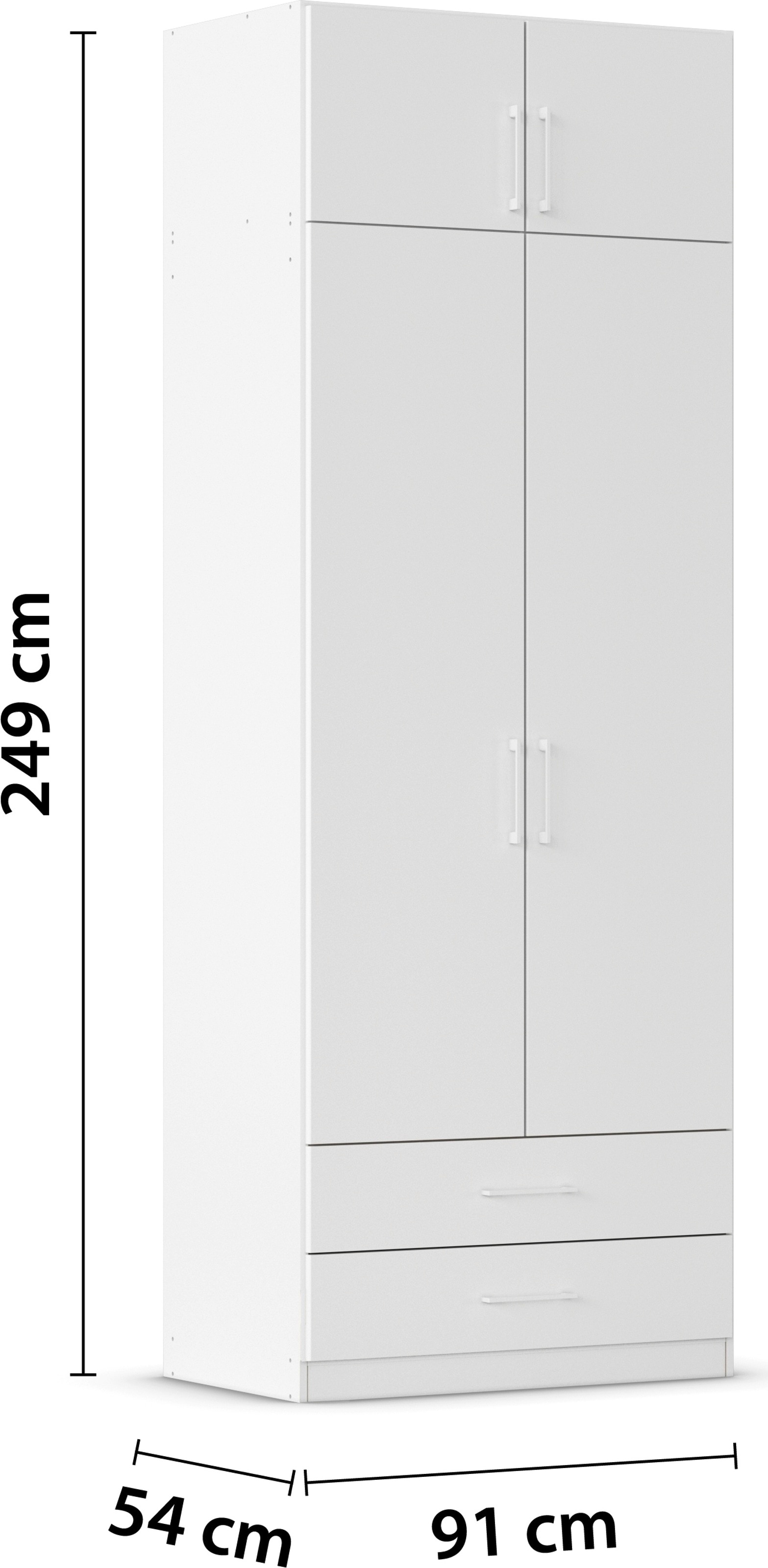 rauch Kleiderschrank »Schrank Garderobe Wäscheschrank GAMMA in 4 Breiten 91-226 cm« 3 verschiedene Ausstattungen BASIC/CLASSIC/PREMIUM (inkl. SOFT-CLOSE),  mit Schubladen und Schrankaufsatz, schlichtes Design MADE IN GERMANY