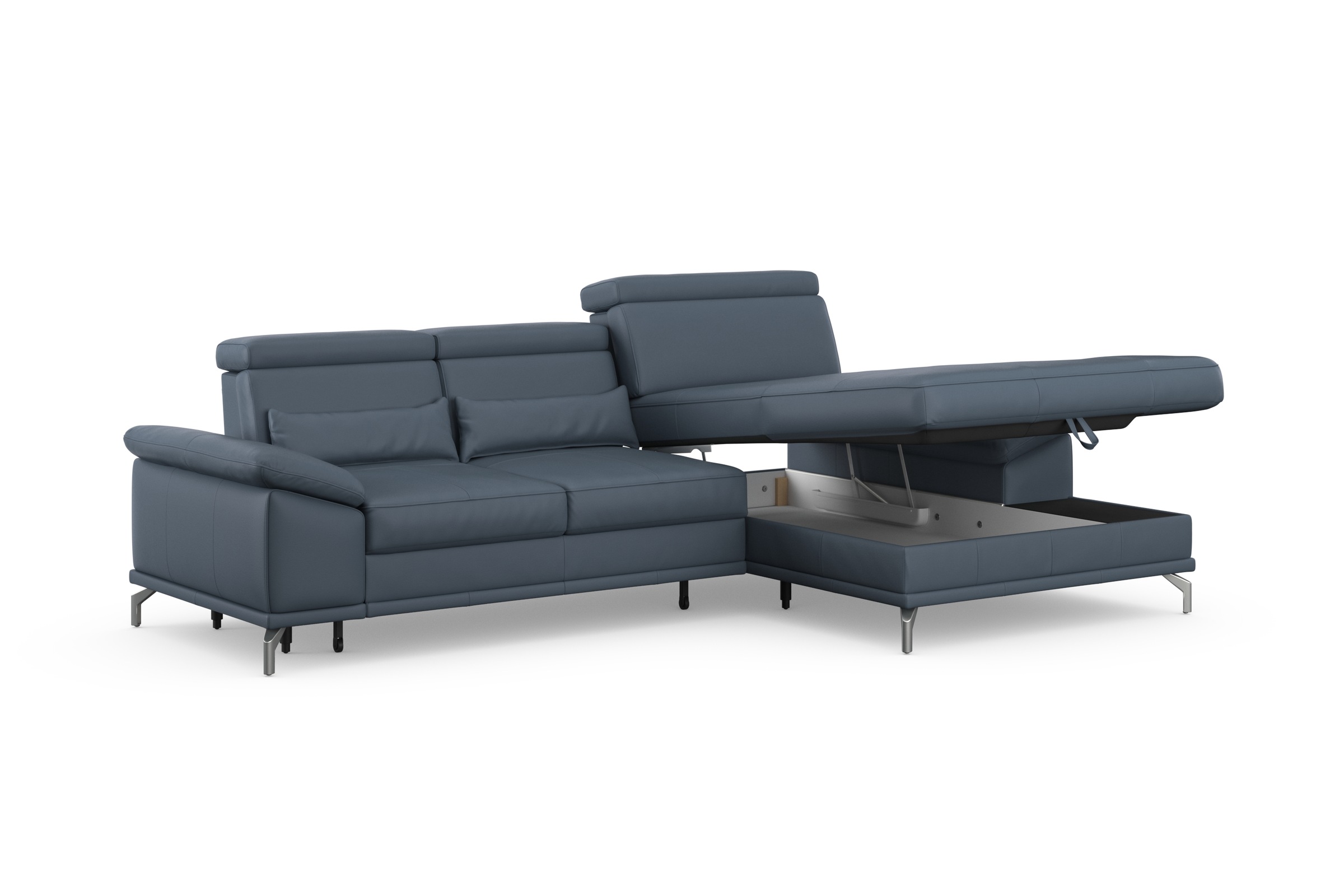 sit&more Ecksofa »Cabrio L-Form, mit Sitztiefenverstellung, Arm- und Kopfteilverstellung«, 2 Nierenkissen, Federkern, optional Bettfunktion und Stauraum