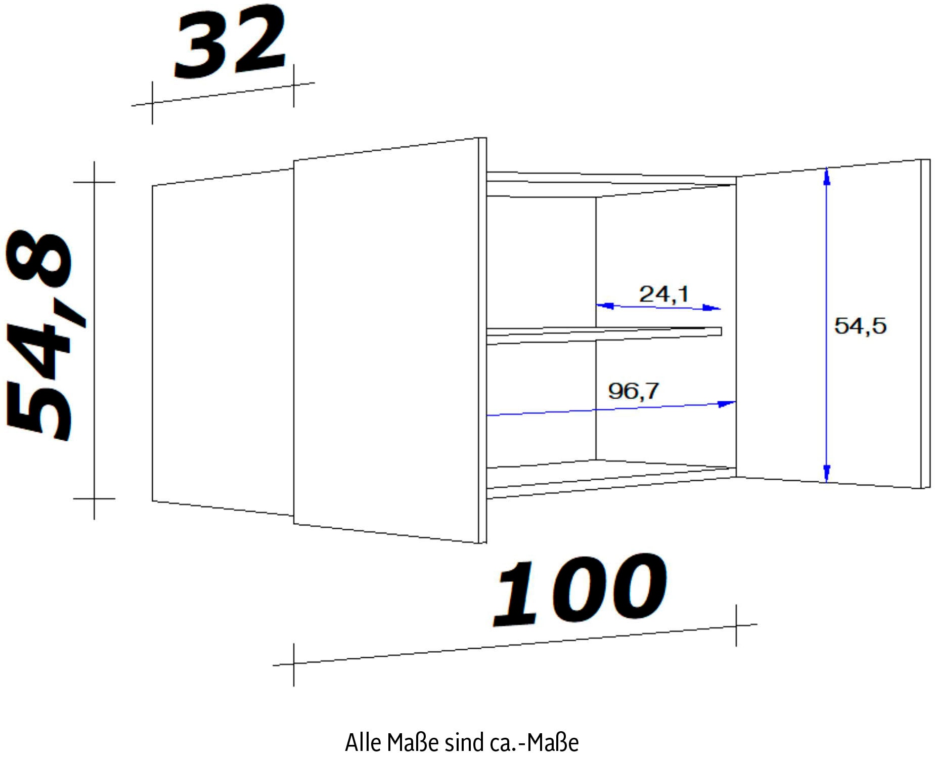 x Flex-Well cm Rechnung (B 54,8 »Bergen«, T) x auf x 32 x bestellen 100 Hängeschrank H