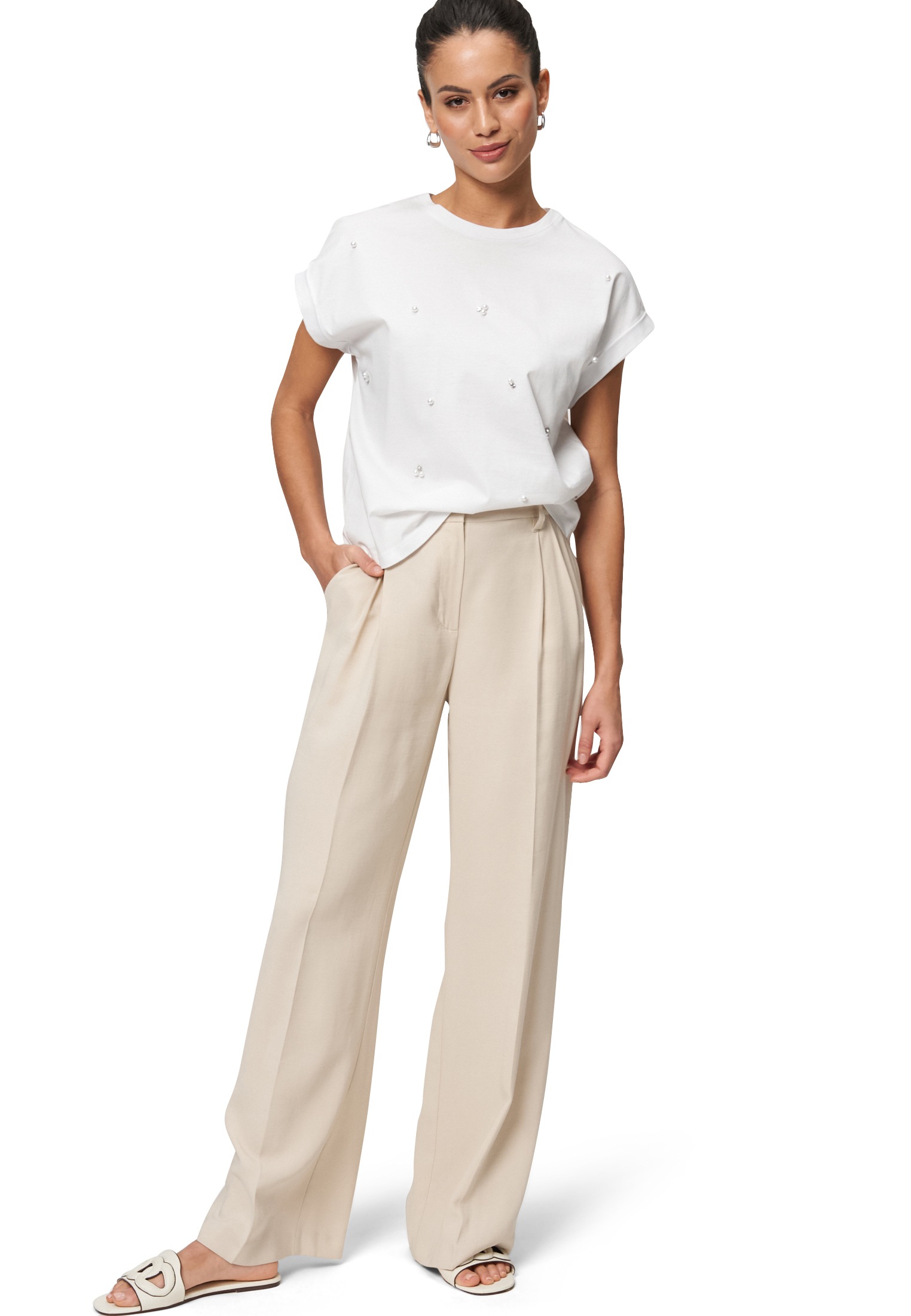 Zero Kurzarmshirt »Oversized-Shirt mit Perlen«