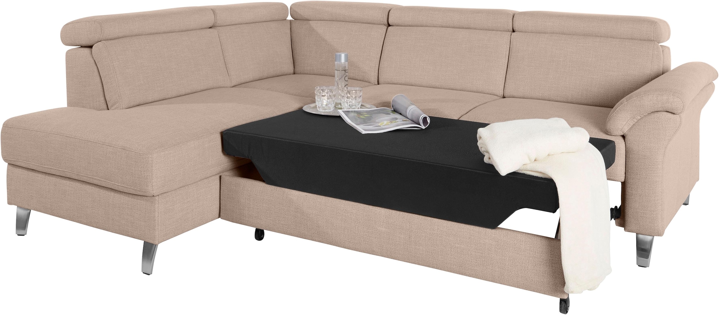 sit&more Ecksofa, inklusive Kopfteilverstellung, wahlweise mit Bettfunktion und Bettkasten