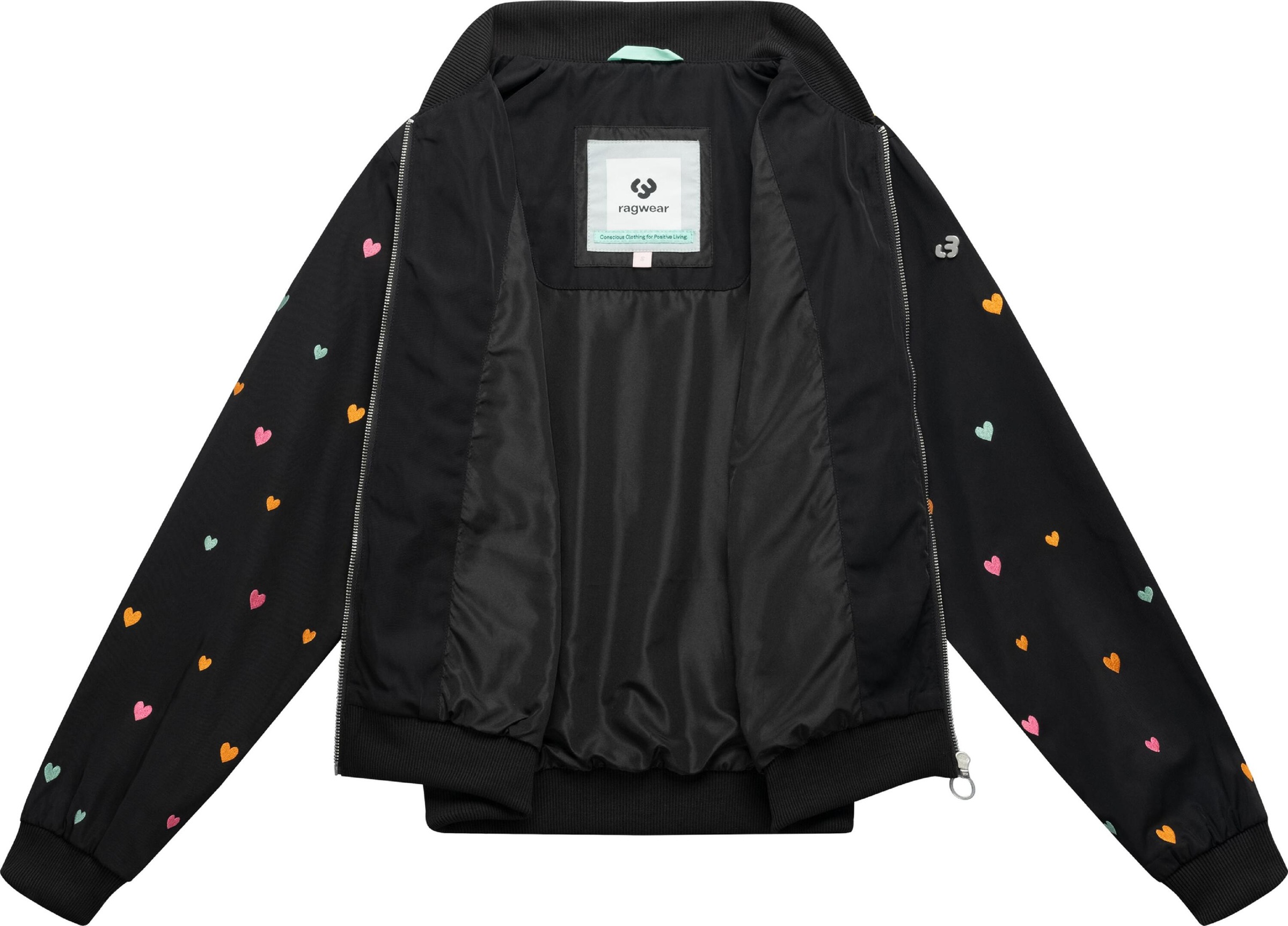 Ragwear Bomberjacke »Bomberjacke Lunara Hearts« ohne Kapuze Blousonjacke mit verspielten Stickereien