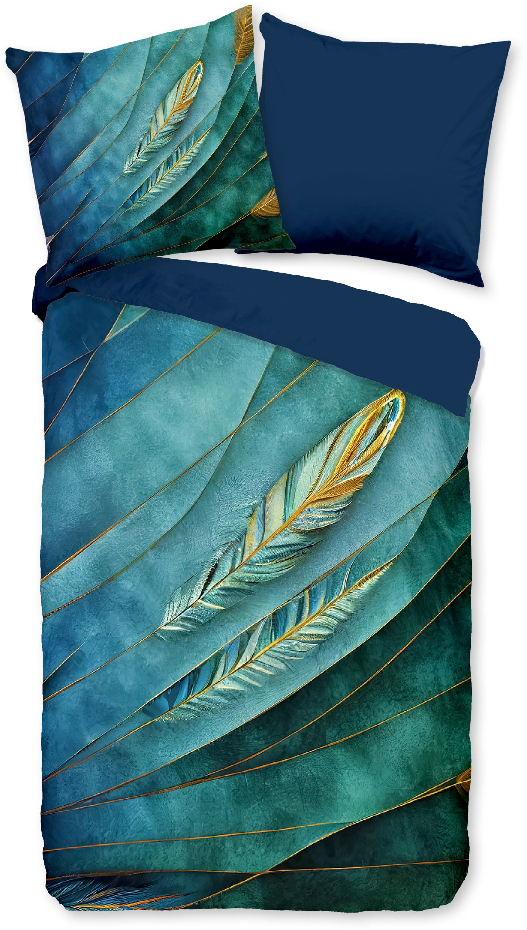 PURE luxury collection Wendebettwäsche »Neva«, Mikrofaser, 135x200, Pflegeleicht, Reißverschluss, Wendeoptik, Federn