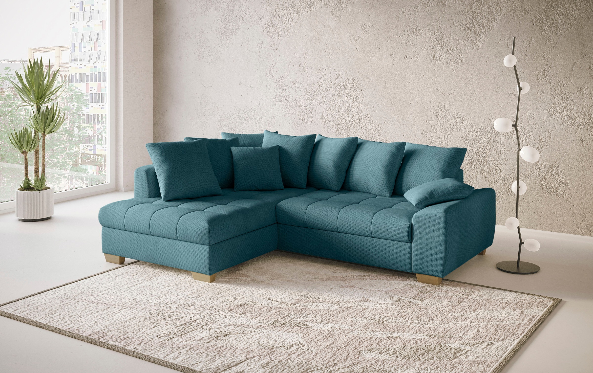Mr. Couch Ecksofa »Nikita II, L-Form«, Wahlweise mit Bettfunktion, Bettkasten & RGB-LED-Beleuchtung