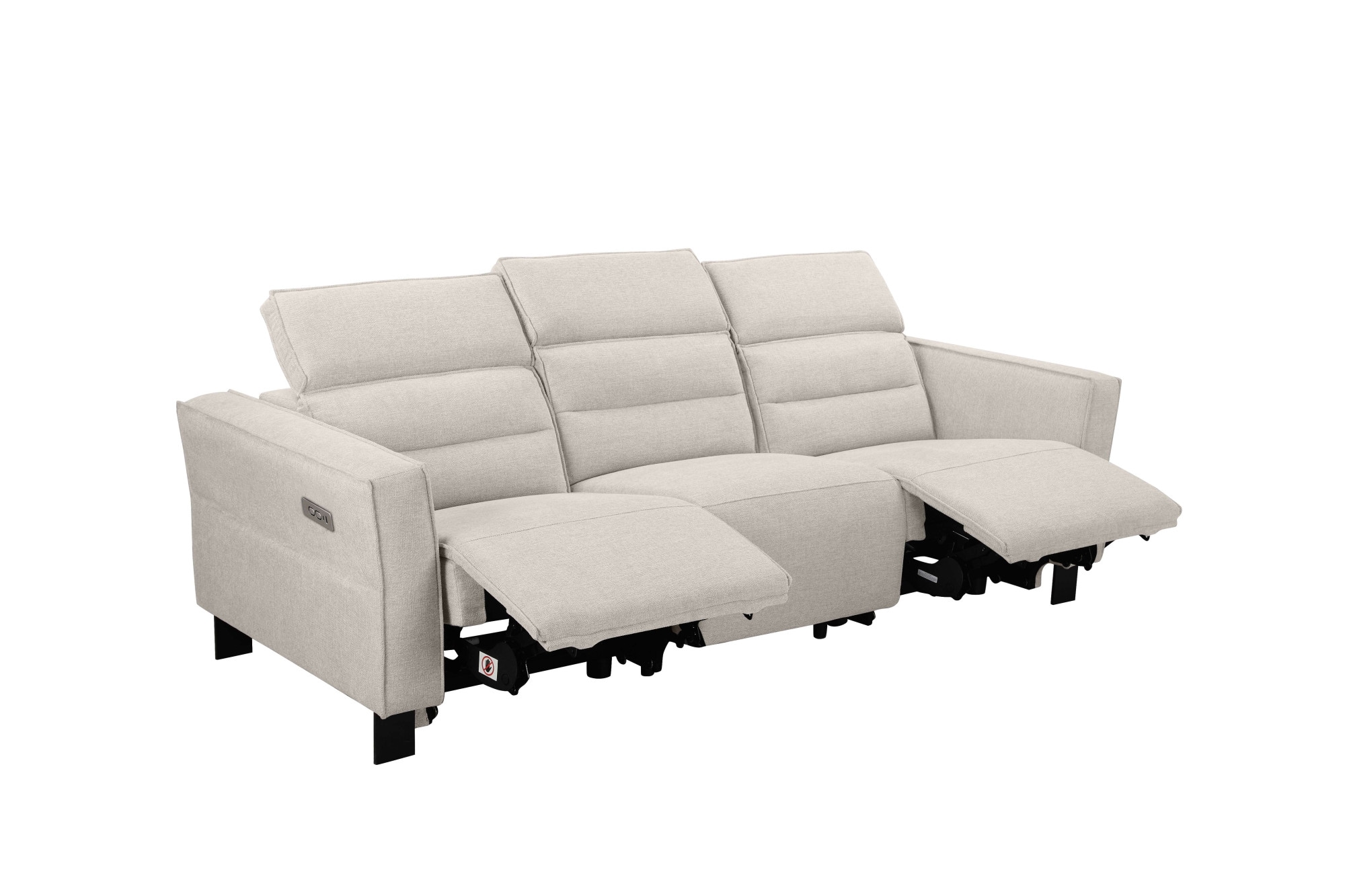 Places of Style 3-Sitzer »Carpari, 224cm, manuelle od. elektrische Relaxfunktion in 2 Sitzen«, mit USB-A/C, Kopfteilverstellung, Echtleder, Kunstleder, Webstoff
