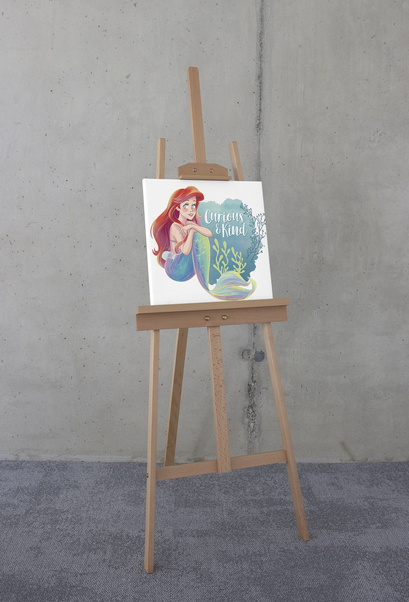 Komar Leinwandbild »Disney Ariel Curious & Kind«, Disney, (1 St.), 40 x 40 cm (Breite x Höhe) - Kinderzimmer, Dekoration