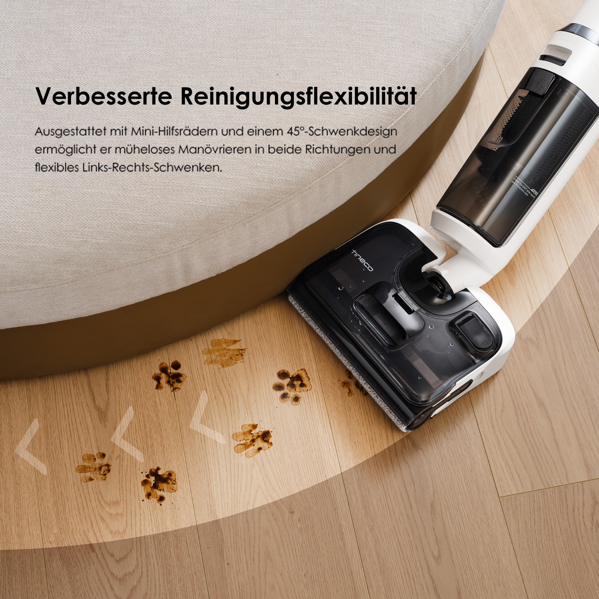 Tineco Nass-Trocken-Sauger »Floor One S5 Stretch Extreme, 180° Neigung, Selbstreinigung,«, 40 Min Akku, automatische Anpassung der Saugleistung, Tierhaarfilter