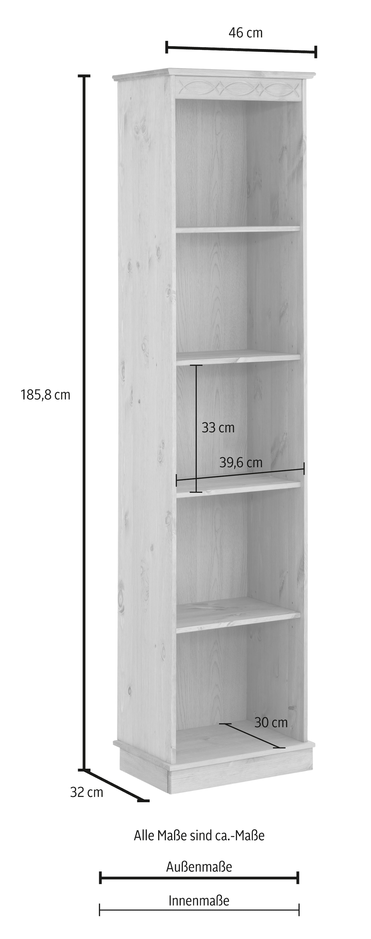 Home affaire Bücherregal »Indra«, aus massiver Kiefer, in verscheidenen Höhen, mit FSC®®