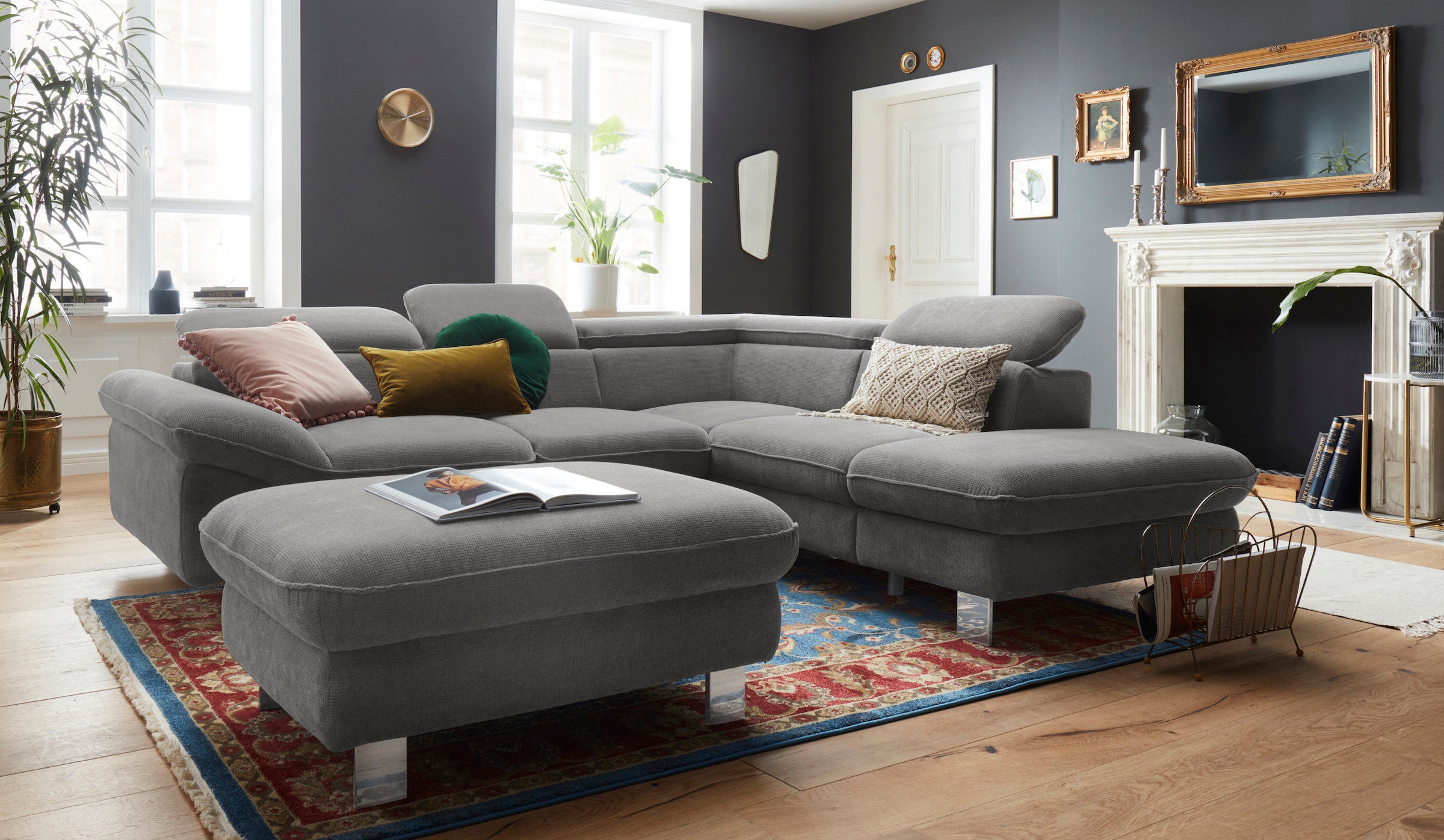 COTTA Polstergarnitur »Driver L-Form«, (Set, 2 tlg.), Set bestehend aus: Ecksofa mit Kopfteilverstellung & Hocker