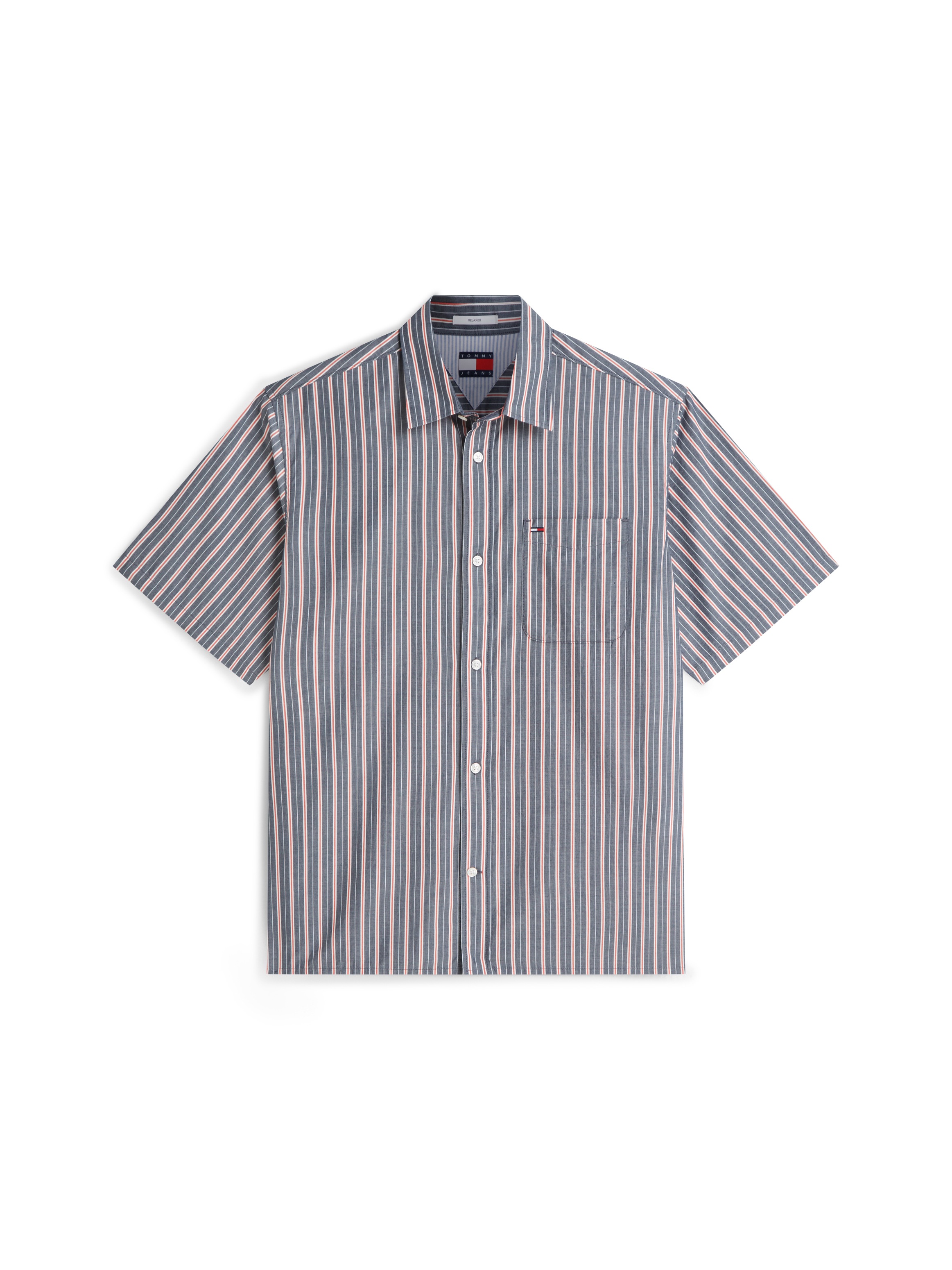 Tommy Jeans Kurzarmhemd »POPLIN STRIPE SHIRT« Relaxed fit mit Brusttasche