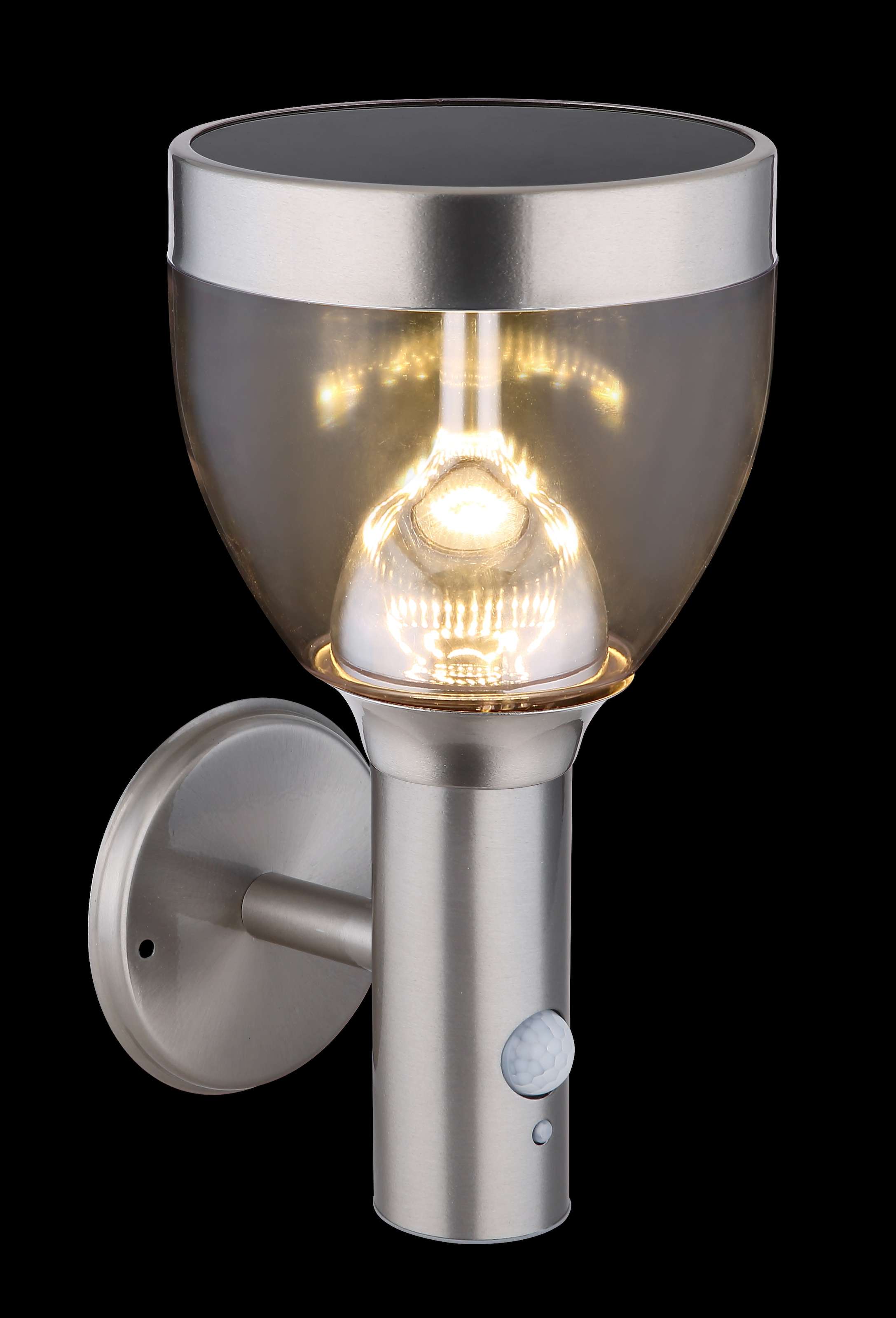 GLOBO LIGHTING LED Solarleuchte »SOLARLEUCHTE EDELSTAHL, 1XLED« LED-Modul 1 Stk. Warmweiß Kompakte Leuchte mit sensorgesteuerter Helligkeit
