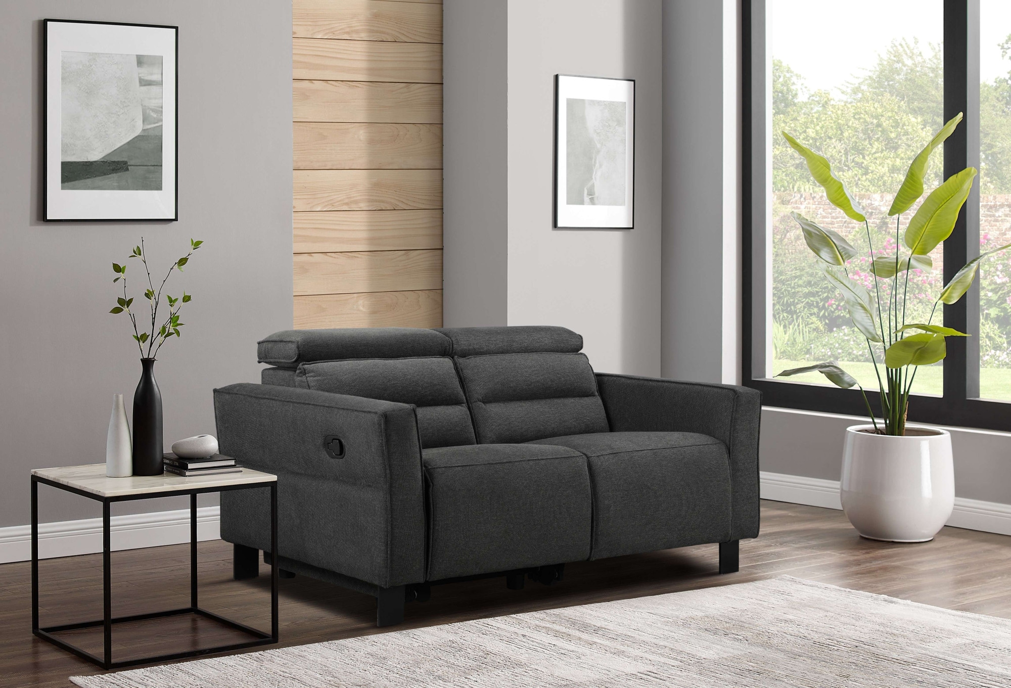 OTTO home 2-Sitzer »Carpari Webstoff, 162 cm, man./elektr. Relaxfunktion« (USB A/C), sowie Kopfteilverstellung