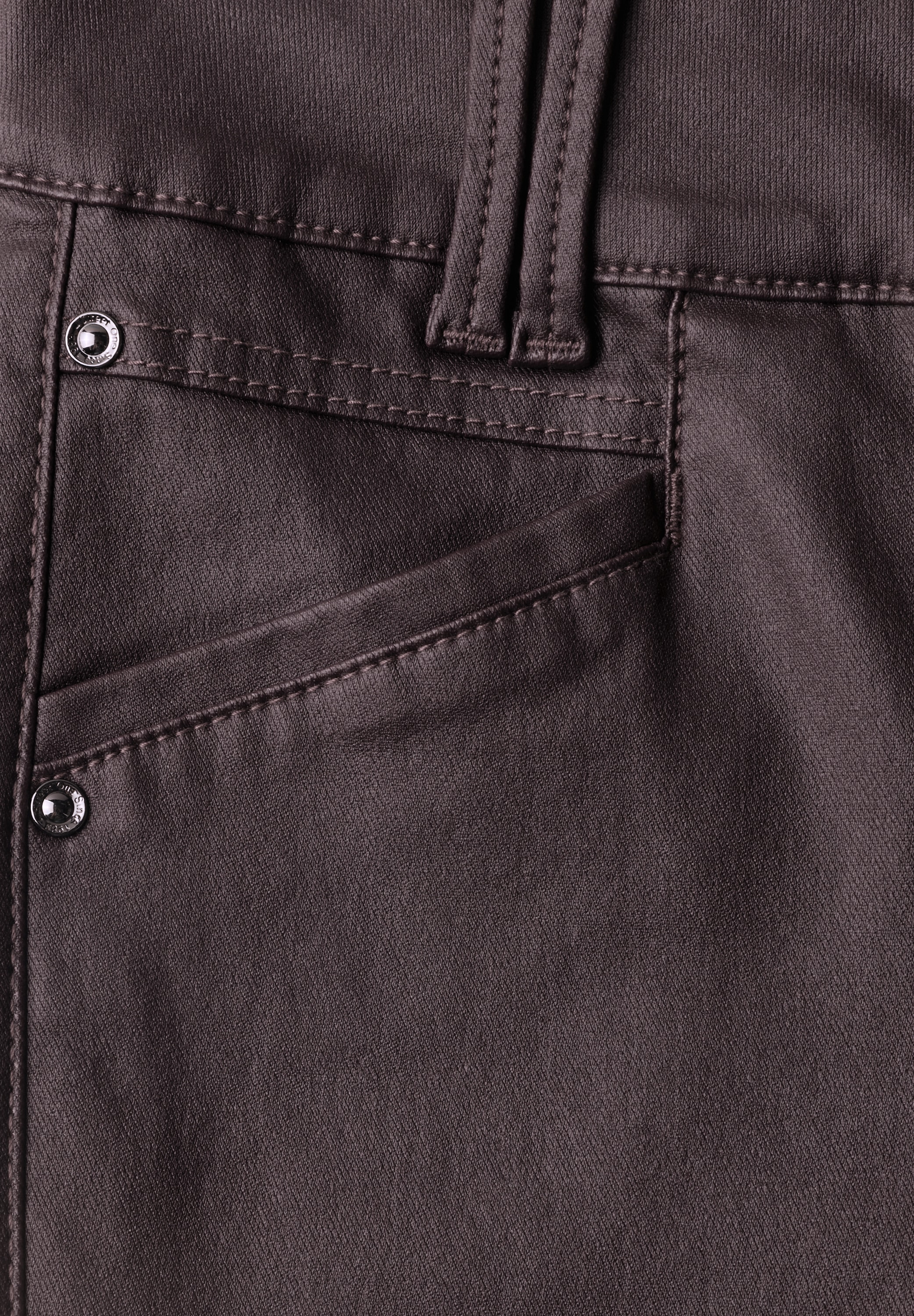 STREET ONE Lederimitathose »Style York«  Mid Waist Hose im Slim Fit in Leder-Optik