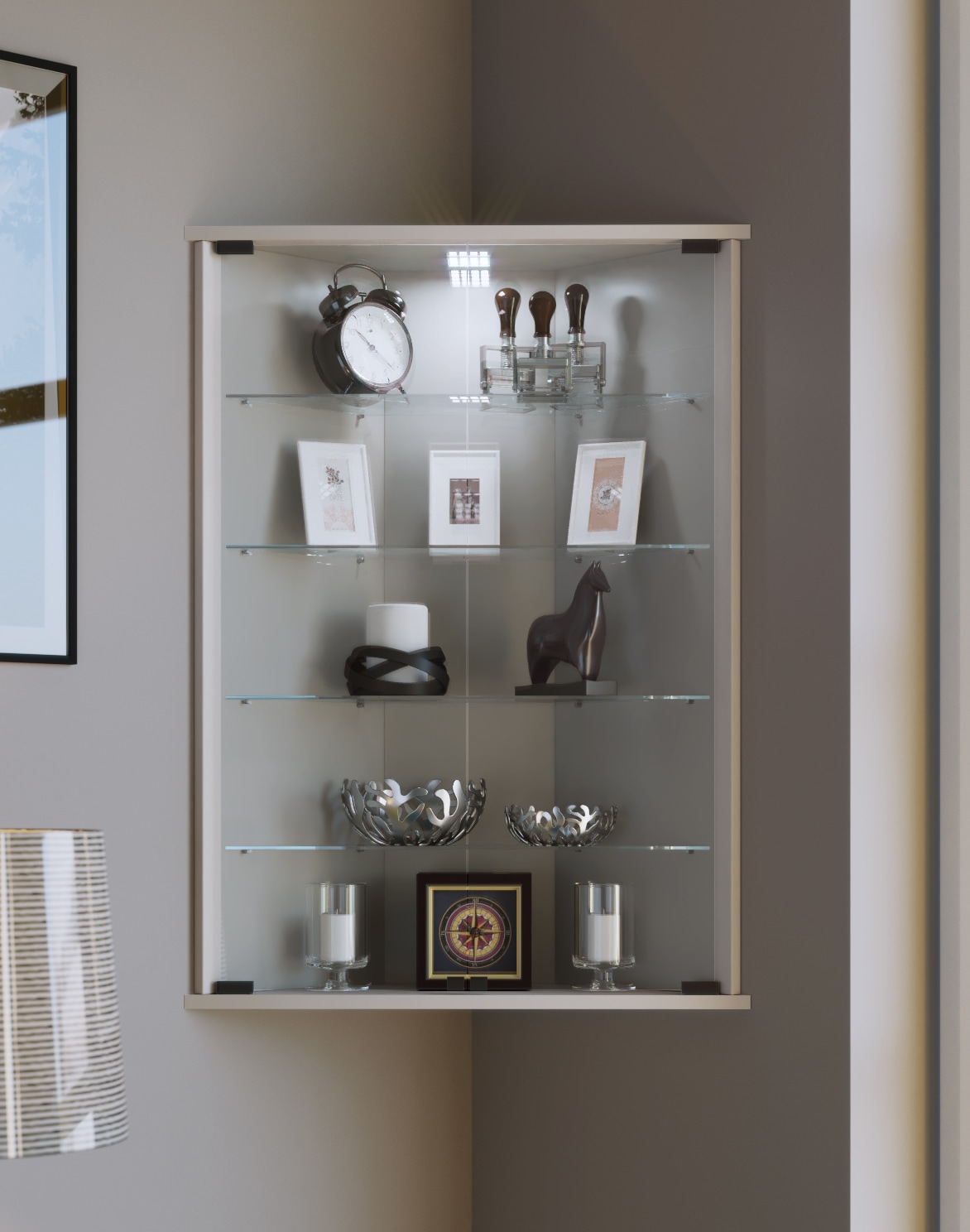 VCM Wandregal »Hängevitrine Wandvitrine Eckvitrine Vecko«