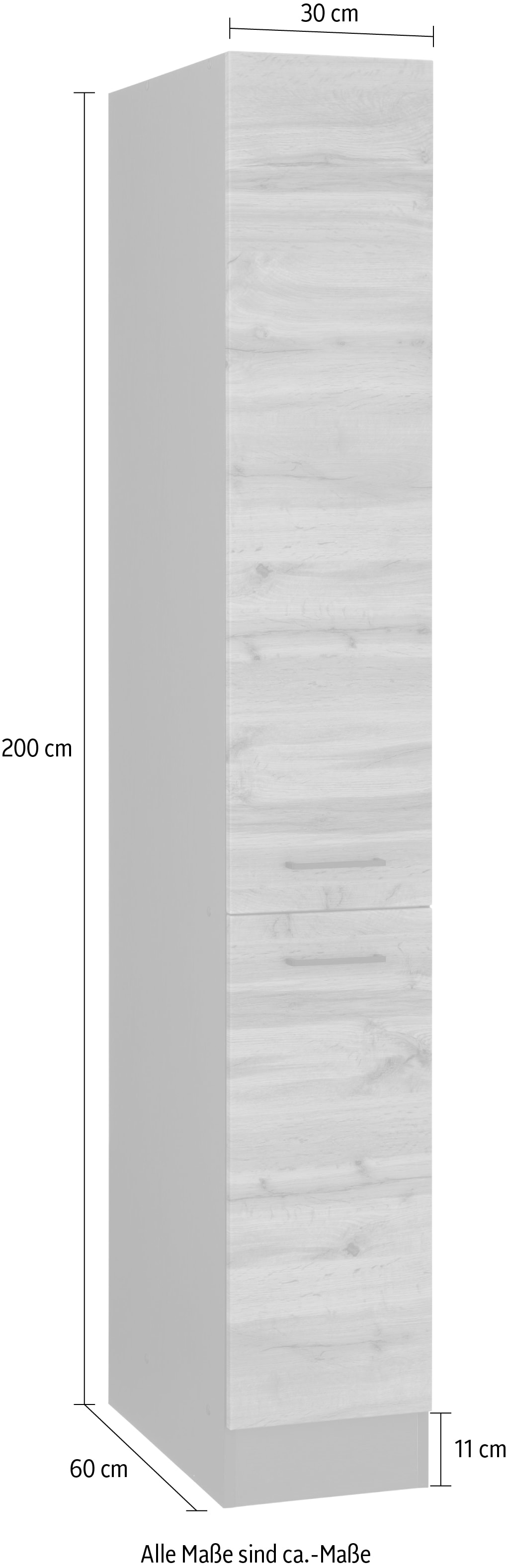 KOCHSTATION Apothekerschrank »KS-Trier«, 30 cm breit, 200 cm hoch, mit 2 Auszügen und 5 Ablagen