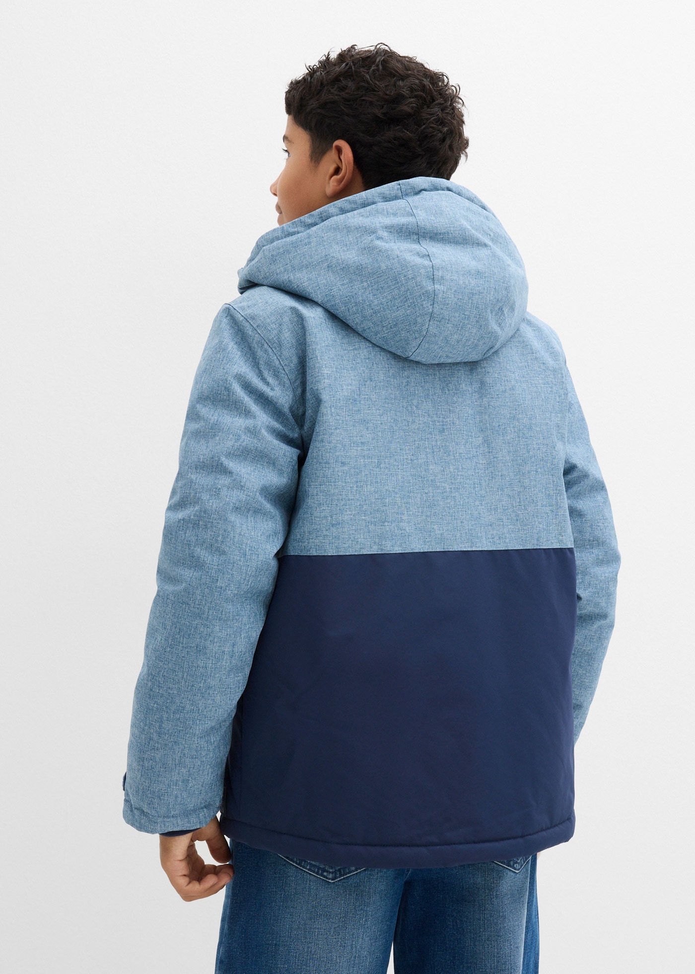 bonprix Winterjacke mit Kapuze im Colourblocking-Design, mit wattierter Kapuze, windabweisend