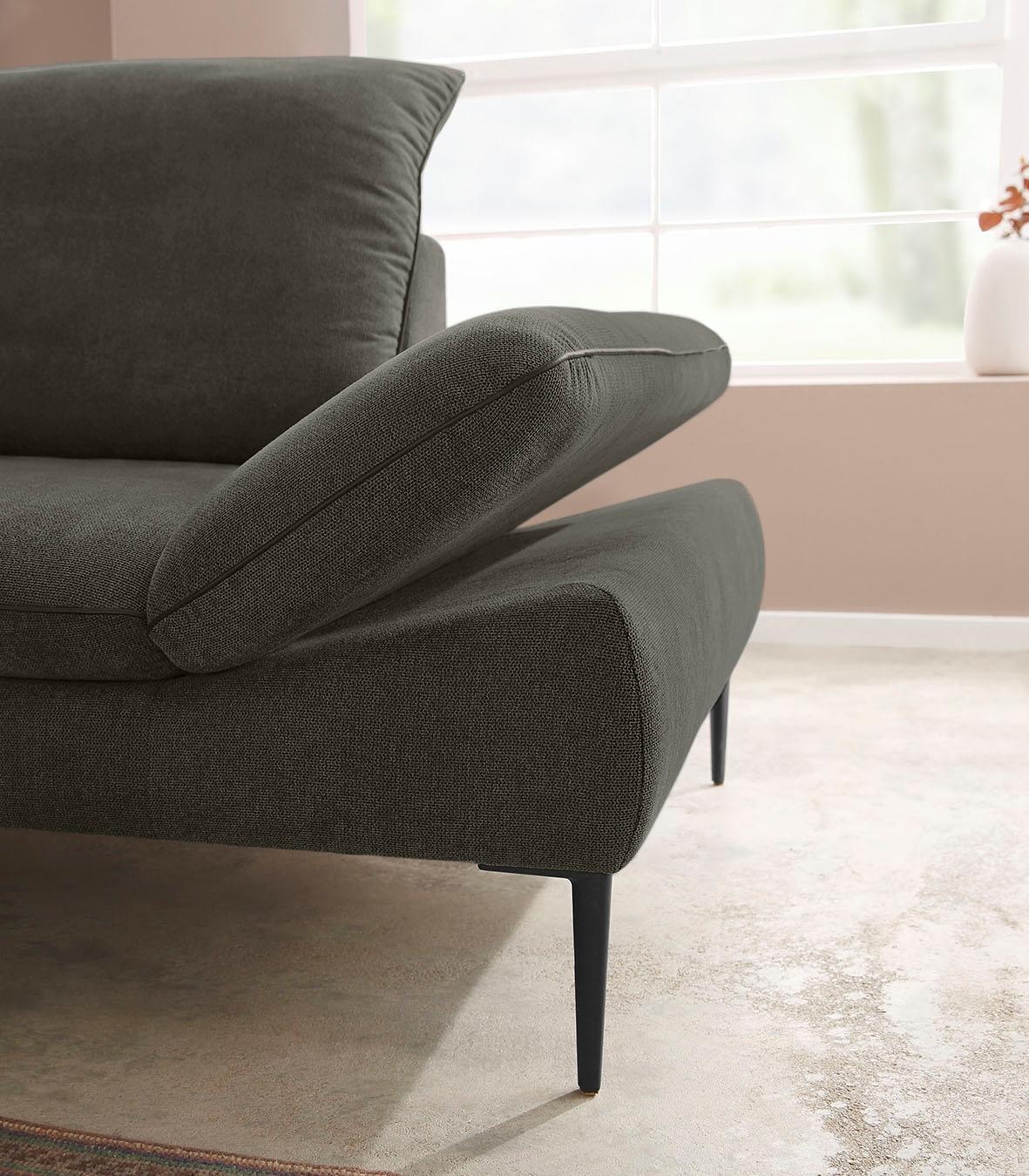 W.SCHILLIG Ecksofa »enjoy&MORE, Designsofa, elegant und bequem, L-Form« Sitztiefenverstellung, Füße schwarz pulverbeschichtet, Breite 294 cm