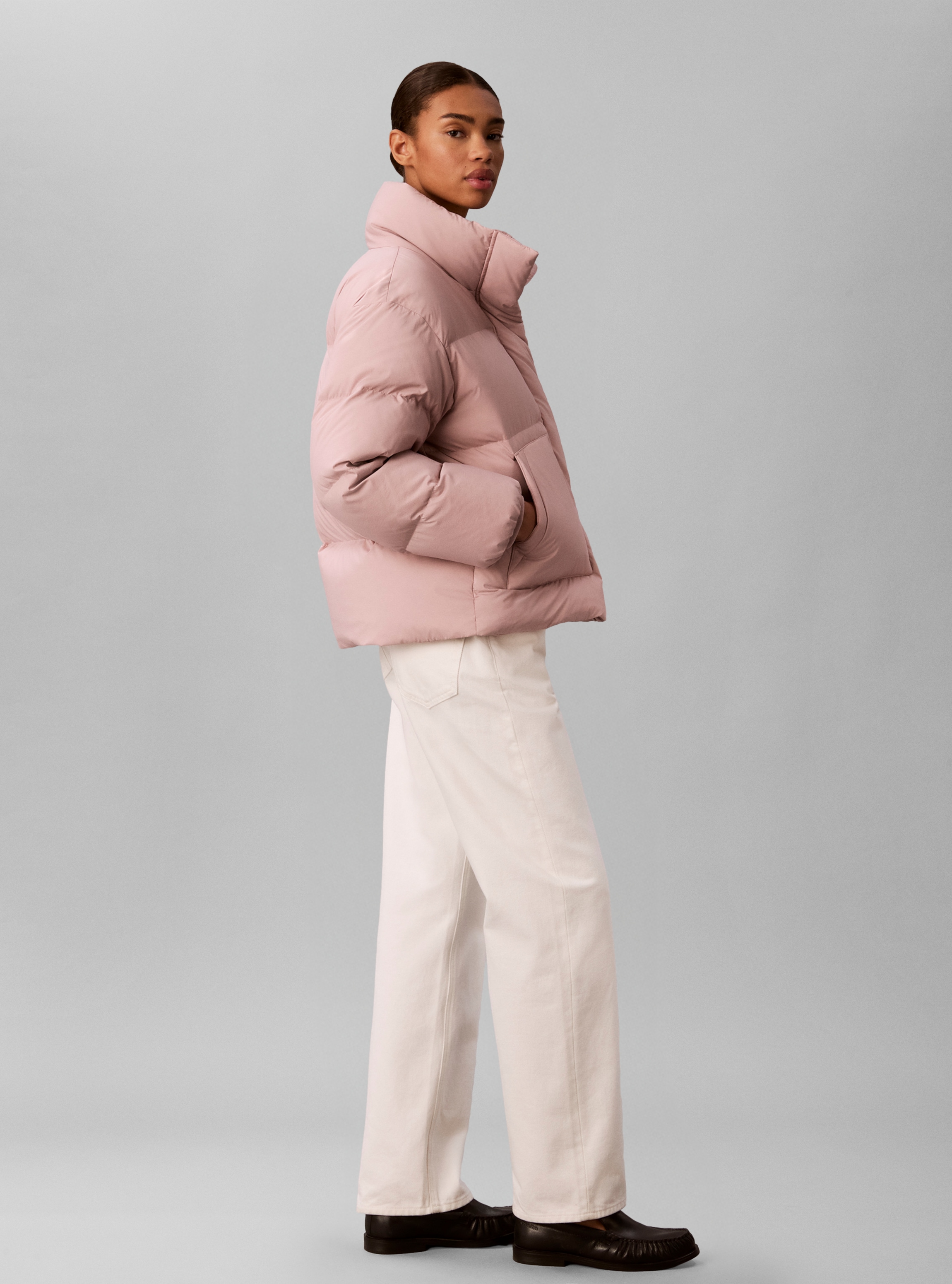 Calvin Klein Jeans Steppjacke »RELAXED STAND COLLAR DOWN« ohne Kapuze Regular fit mit Stehkragen