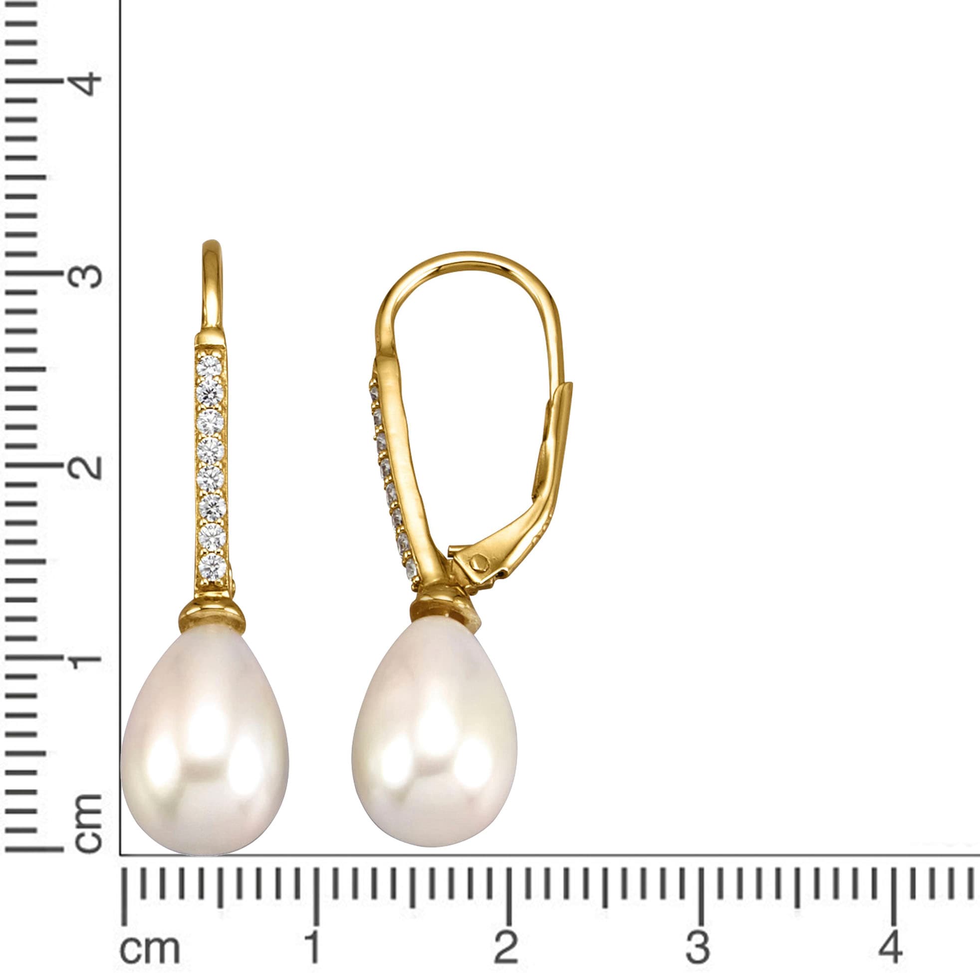 Firetti Paar Ohrhänger »Schmuck Geschenk Silber 925 Ohrschmuck Ohrringe Tropfen«, mit Zirkonia (synth.) - mit Süßwasserzuchtperle