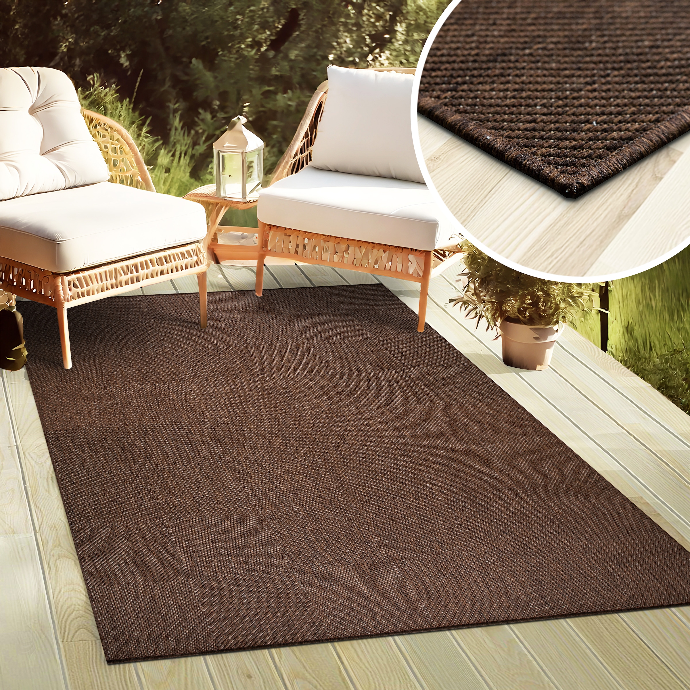 my home Teppich »Anna, auch als Läufer erhältlich« rechteckig 3 mm Höhe In- und Outdoor geeignet, Sisal-Optik, Wetterfest & UV-beständig