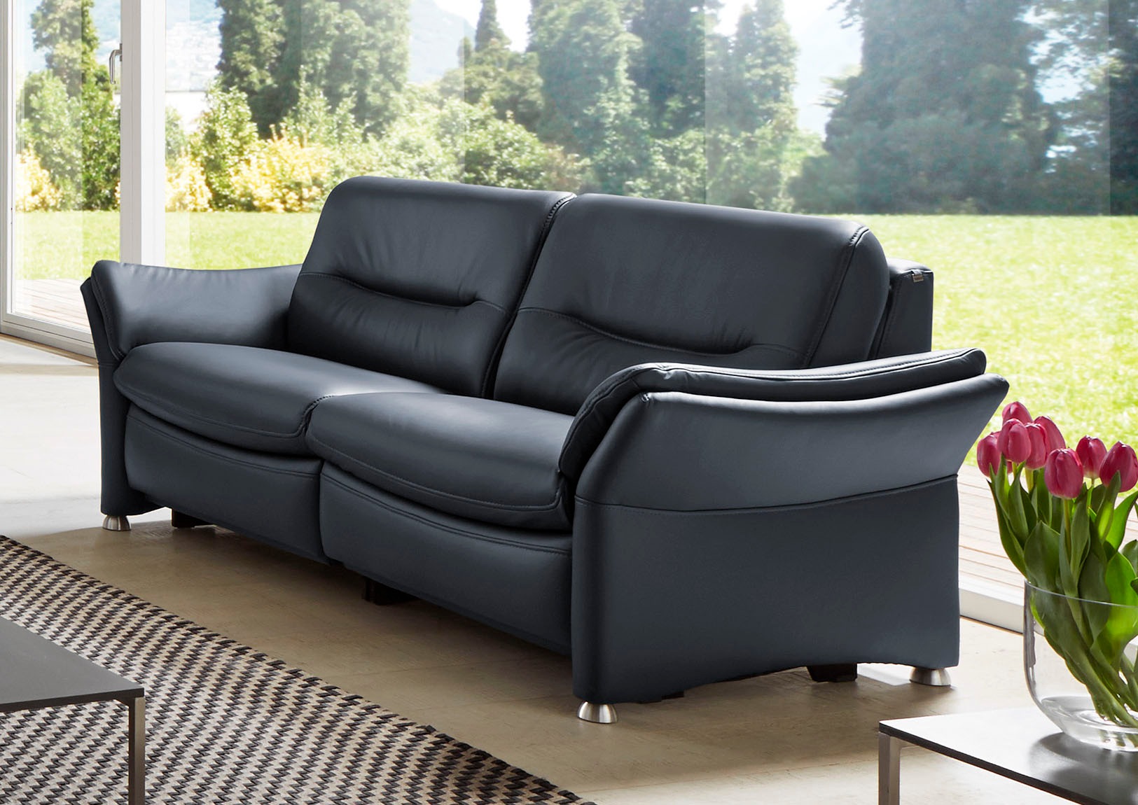 HUKLA 2,5-Sitzer »HU-SF15058 Ledersofa, Breite 194 cm« aus Leder, optional Kopfstütze u. WallAway-Funktion