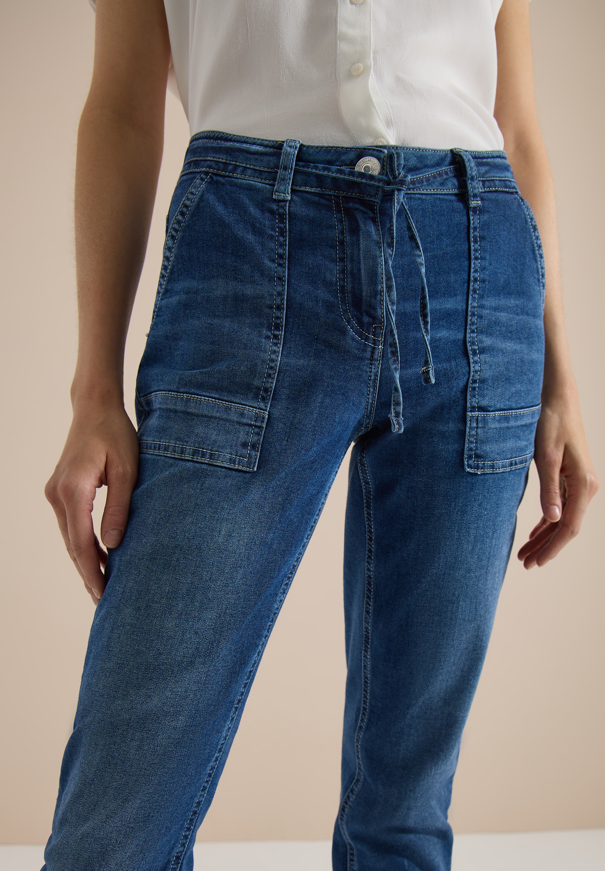 Cecil Straight-Jeans »Style Scarlett« mit Gürteldetail zum Binden / Stretch