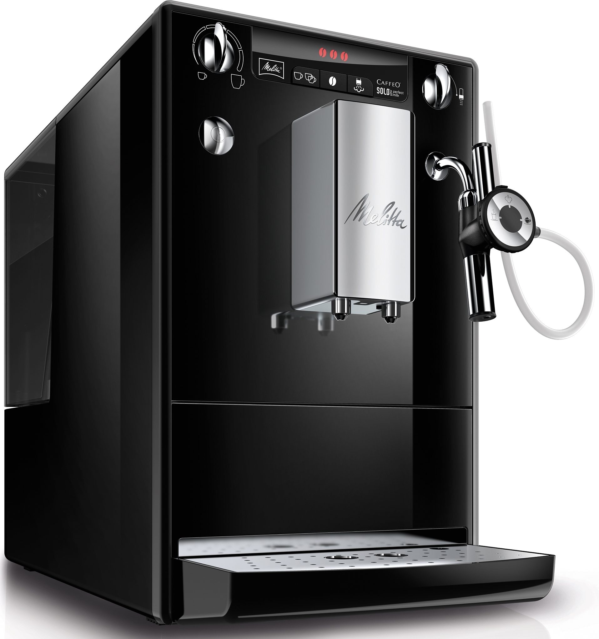 Melitta Kaffeevollautomat »Solo® & Perfect Milk E 957-201, schwarz«, Café crème&Espresso per One Touch, Milchsch&heiße Milch per Drehregler