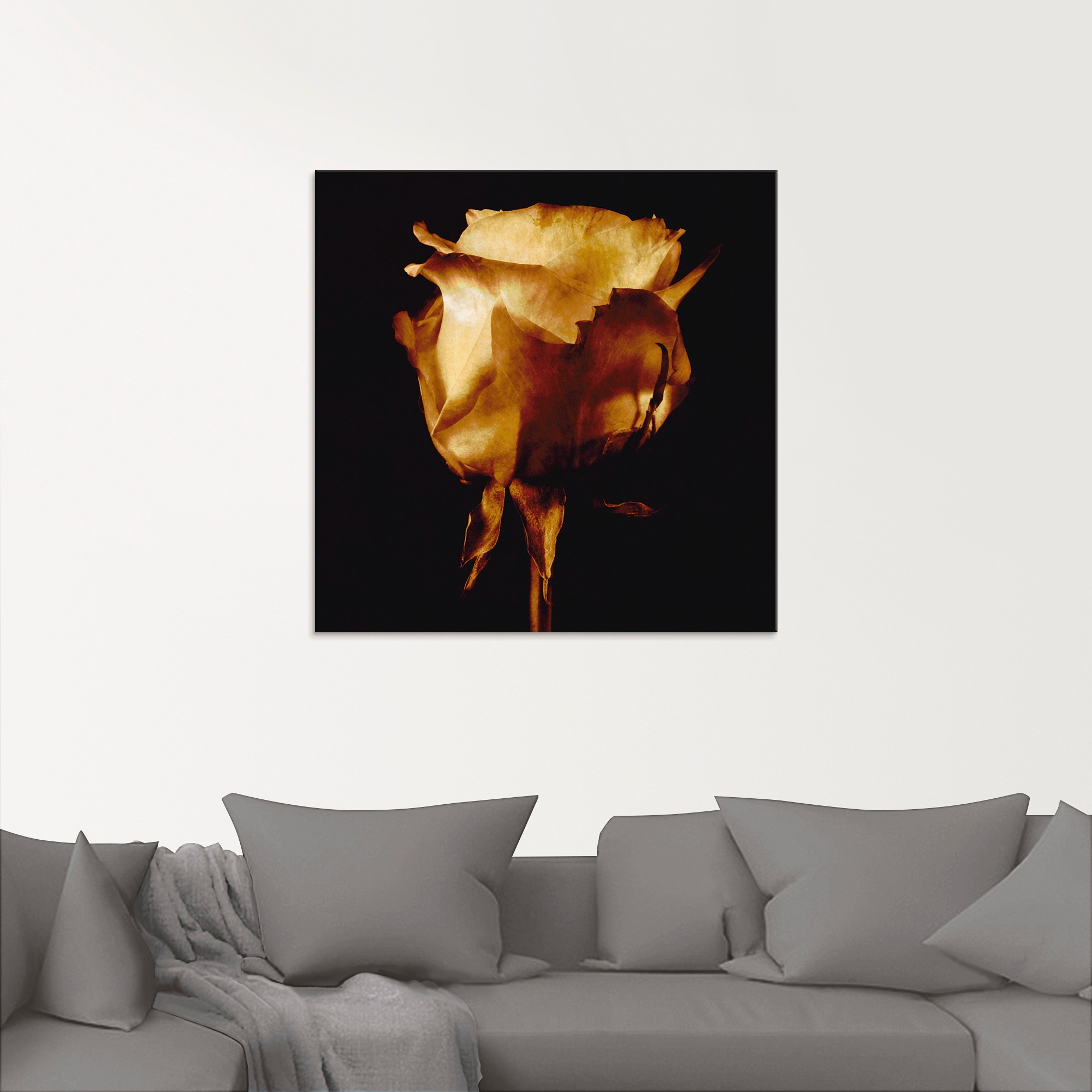 Artland Glasbild »Vergoldete Rose« Blumen 1 Stk. tlg. in verschiedenen Größen