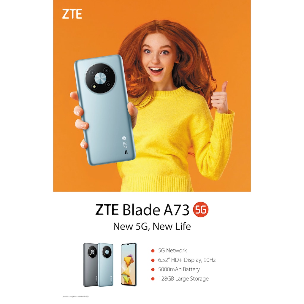 ZTE Smartphone »Blade A73 5G«, grau, 16,56 cm/6,52 Zoll, 128 GB Speicherplatz, 50 MP Kamera