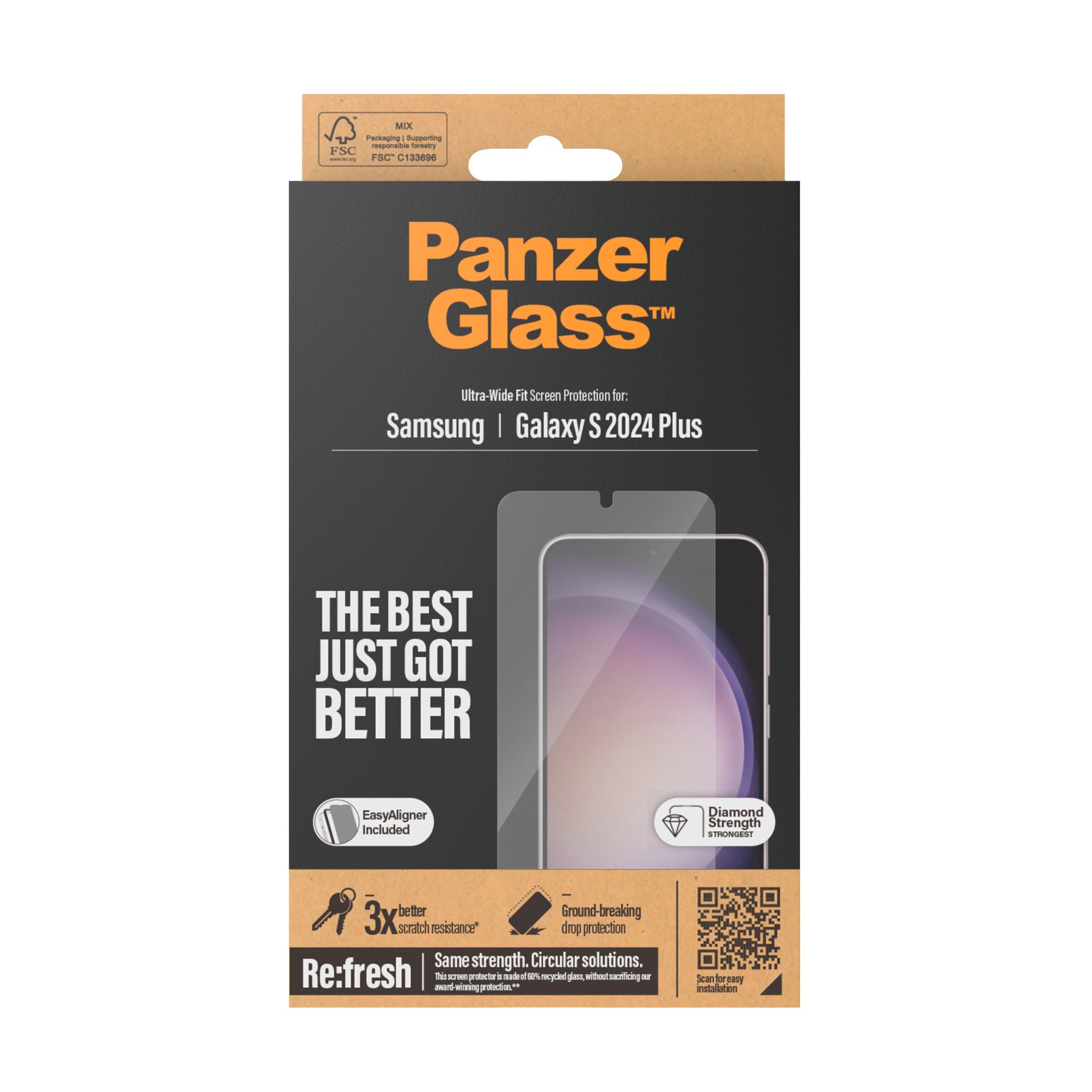 PanzerGlass Displayschutzglas »Ultra Wide Fit Screen Protector« für Samsung Galaxy S24+ Displayschutzfolie, stoßfest, kratzbeständig