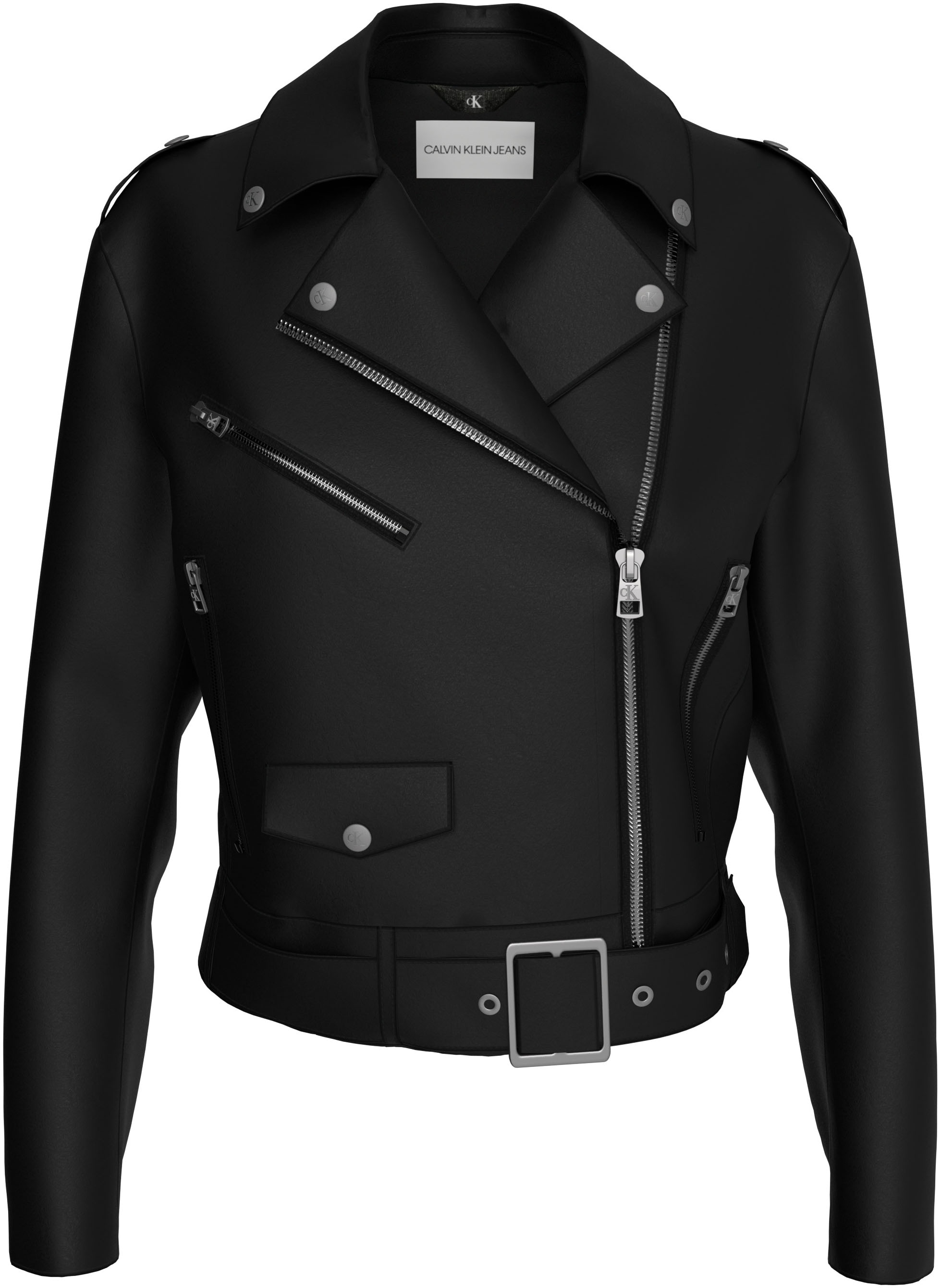 Calvin Klein Jeans Lederjacke »CLASSIC FAUX LEATHER BIKER«, mit Gürtel